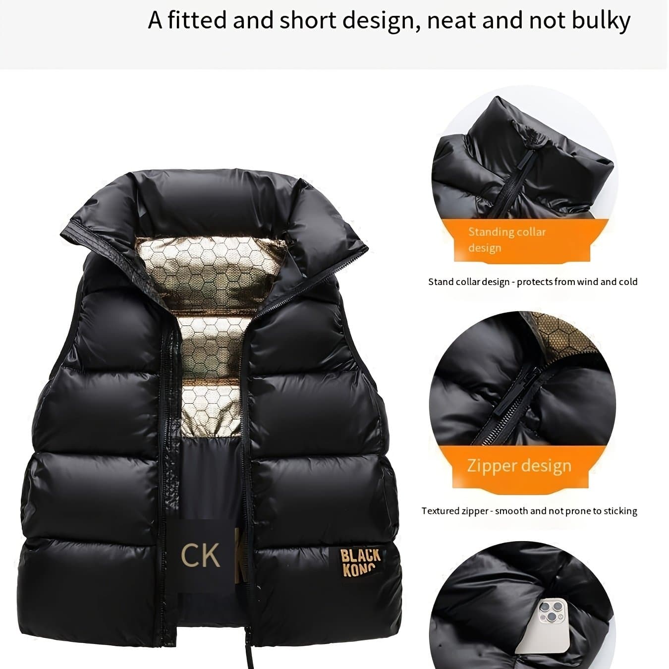 TEMU Children's Vest, Girls' Vest, Spring And Autumn Shoulder, New Style For Boys, Black Golden Vest, Cool And Trendy