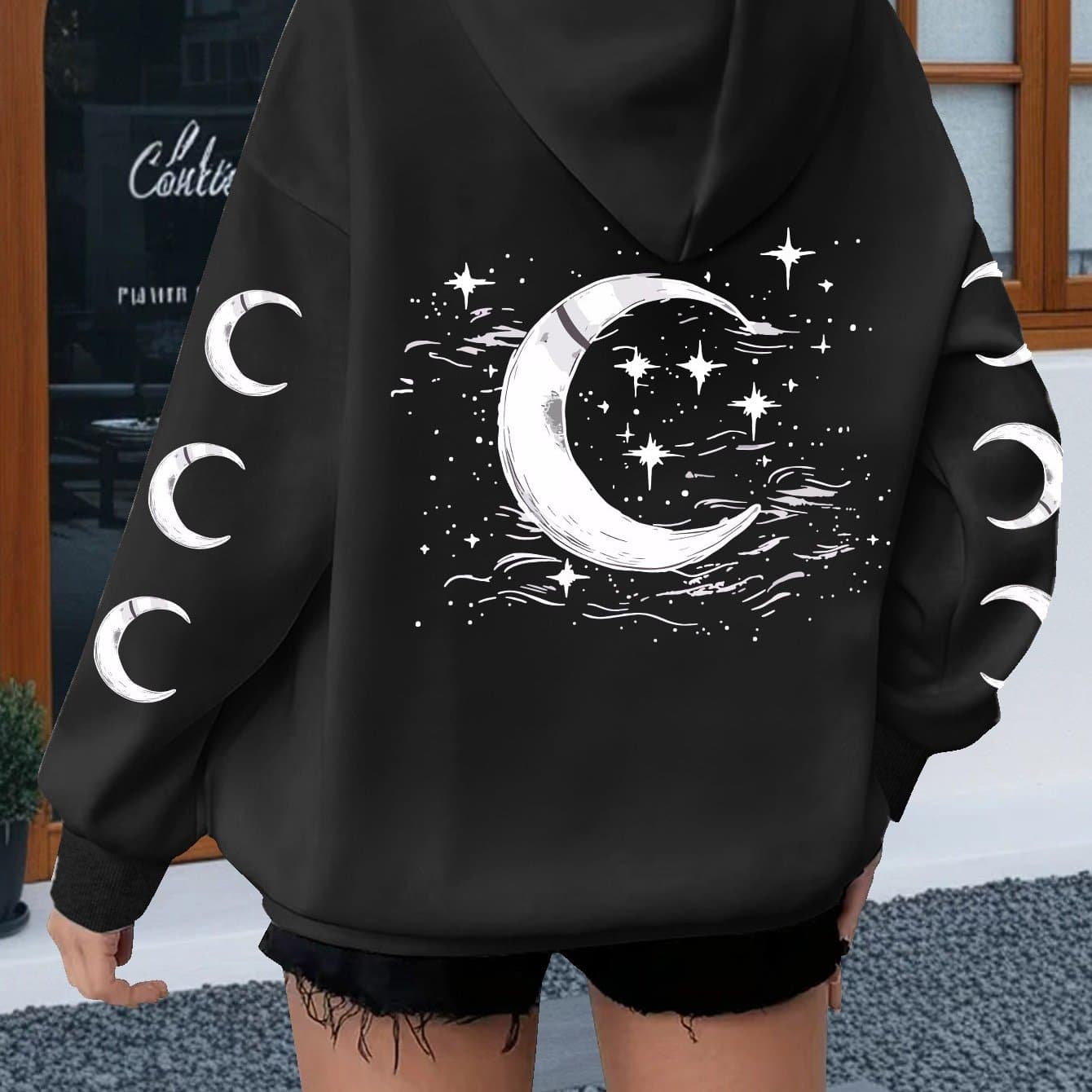 TEMU Women's Plus Size Sun, Print Hoodie - Casual Drawstring Long Sleeve With Kangaroo Pocket, Cozy Polyester Pullover