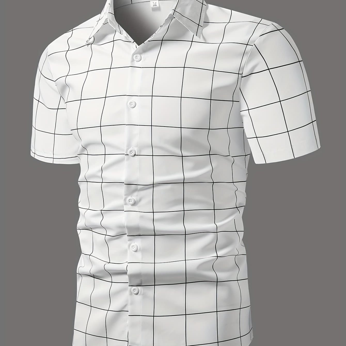 TEMU 162# Men's Print Shirt Casual Short Sleeve Shirt