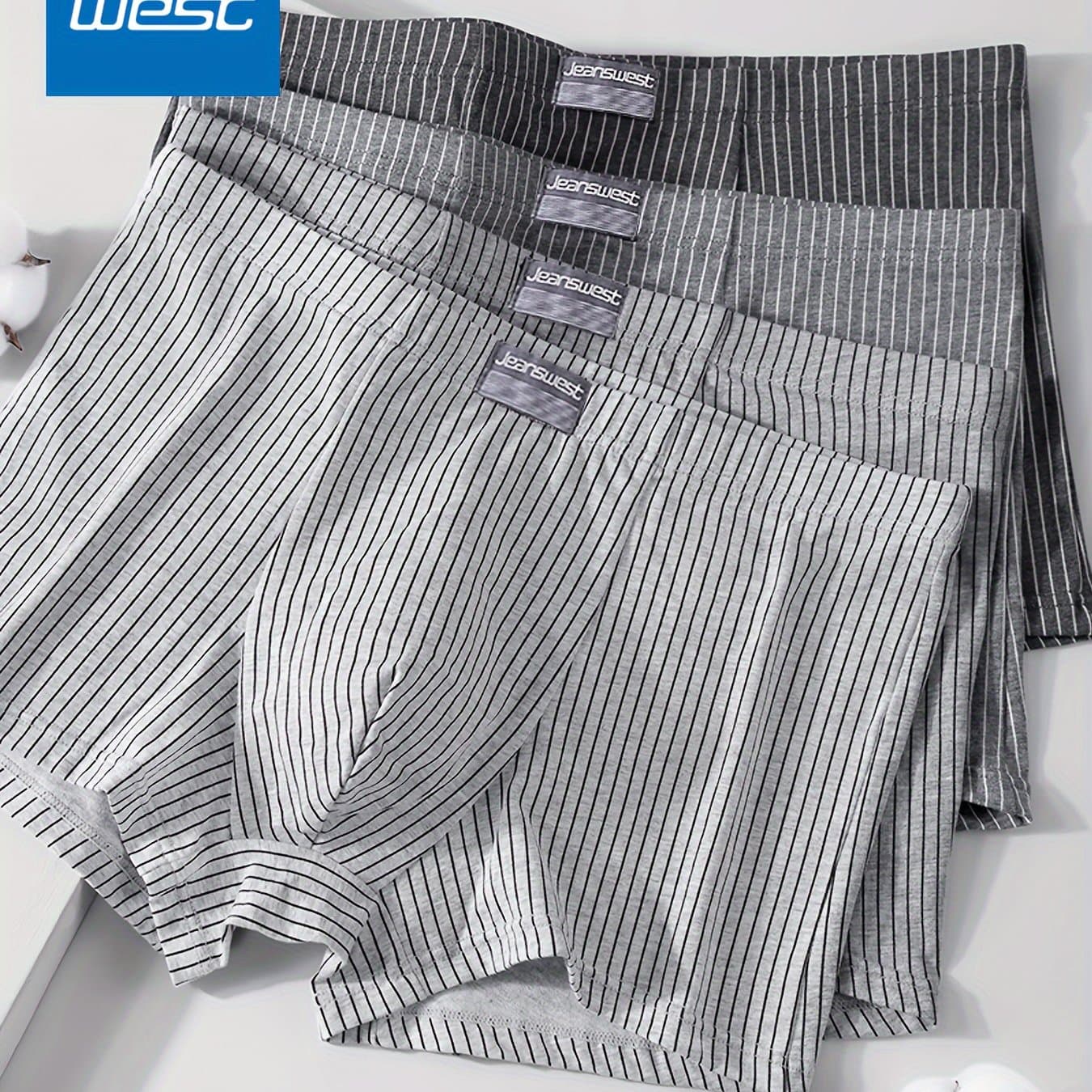TEMU Jeanswest 4pcs Men's Underwear, Classic Striped Stretch Briefs, Fashionable And Soft, Mixed Pc, Men's Boxer Briefs