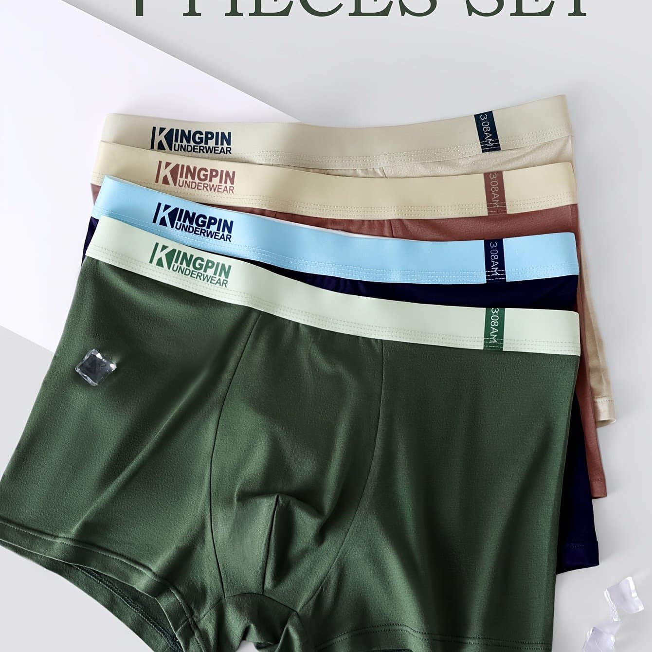 TEMU Bamboo Fiber Men' Leg Mid-waist Underwear 4-pc Fashion Briefs Comfortable Breathable Moisture Wicking Casual