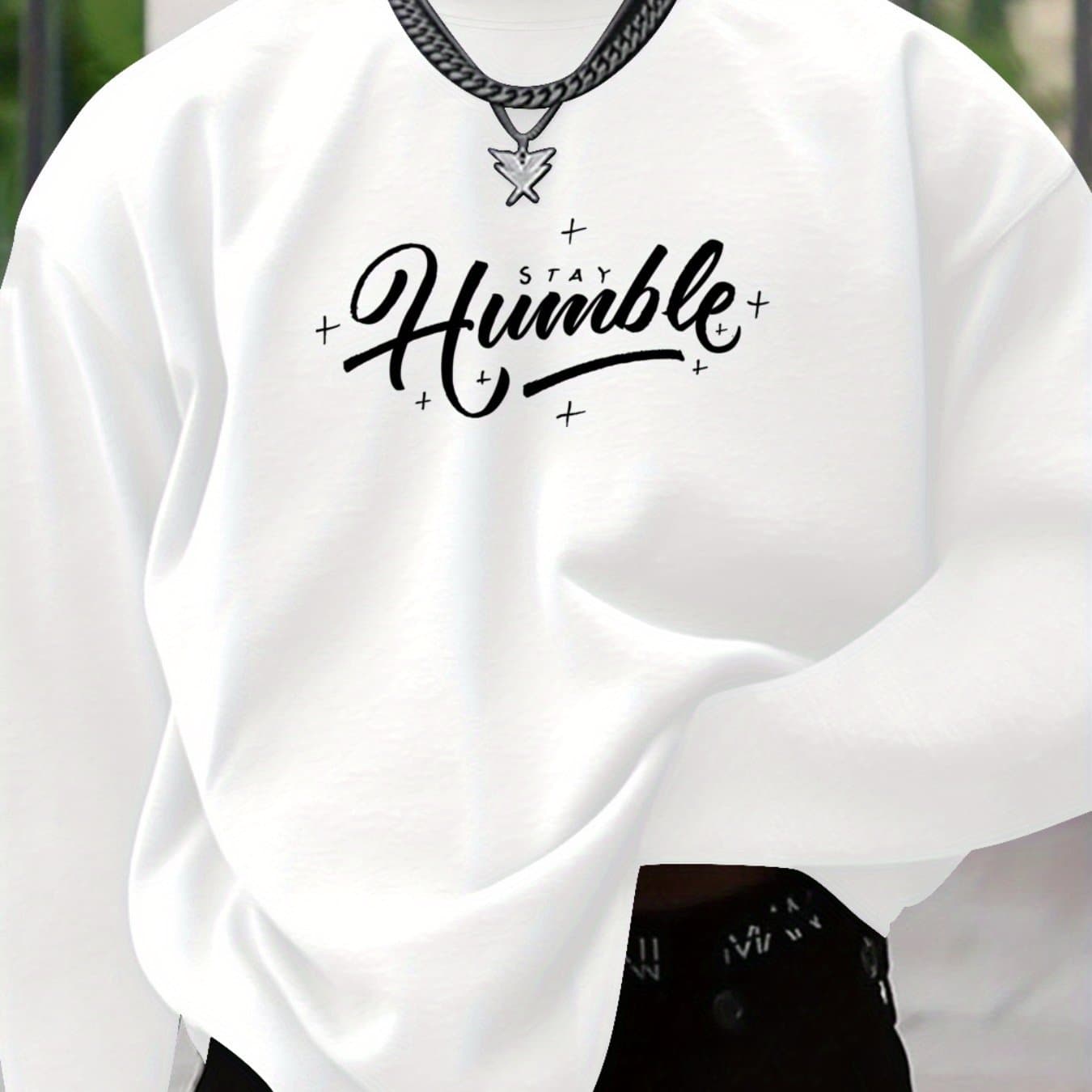 TEMU Men's Long-sleeve T-shirt Featuring A , Crew Neck, And A With Medium Stretch, Perfect For Spring And Fall. A Trendy Graphic Shirt Suitable For Adults And Teens