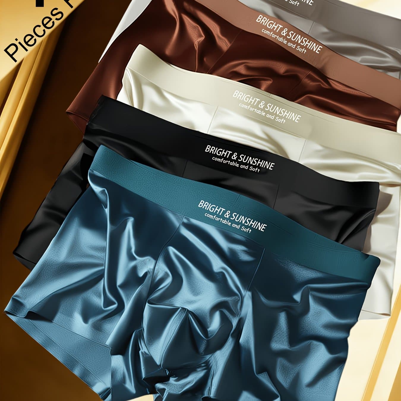 TEMU 4pcs Ice Silky Fiber Fabric Men's Boxer Briefs, Random Solid Colors, Light Luxury High-end Style, , Seamless, Skin-friendly, Comfortable, Soft, And Breathable, Suitable For Casual Or Outdoor Wear