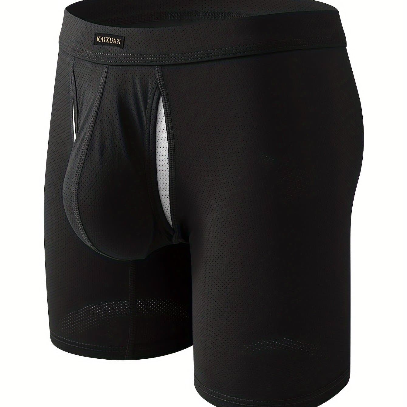 TEMU Halloween Gift For Boyfriend: Men's Extended Length Boxer Briefs With Dual Side , Separate Pouch, Mesh Breathable Underwear For Home And Sport Wear