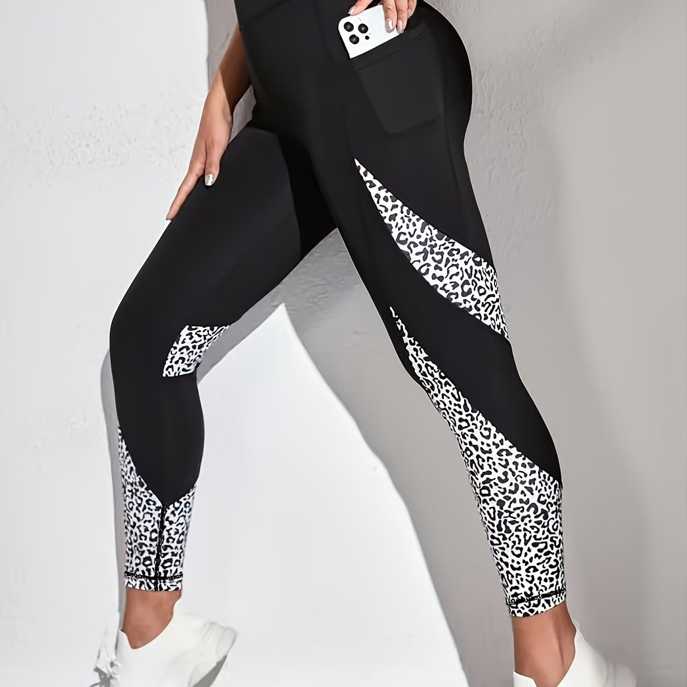 TEMU 1pc Women's High-waisted Yoga Lifting Underwear - Full-length Gymnastics Pants With Pockets, Polyester For Tummy Control, Cycling, Tennis & Wear (non, Athletic)