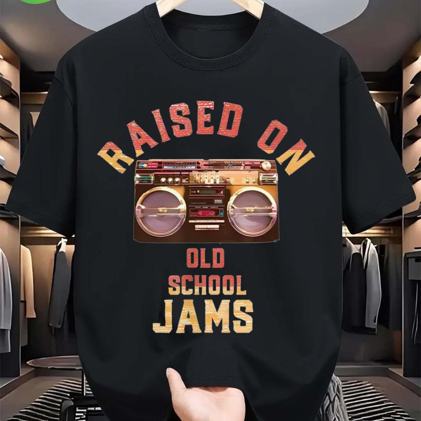TEMU Men's Retro 80s 90s | Raised On Old School Boombox And Cassette Tape Graphic, Black Vintage Crew Neck Short Sleeve Tee, Soft Smooth Texture, Casual Wear And Themed Parties