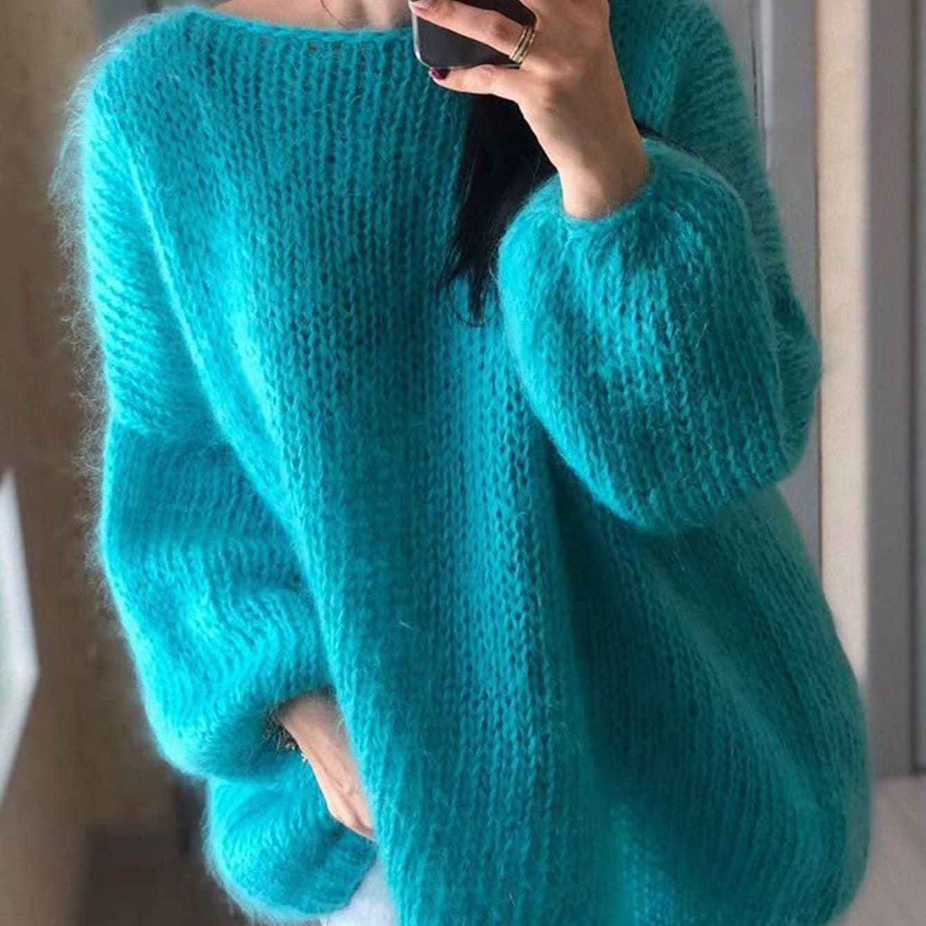 TEMU A New Autumn/winter 2025 Women's Casual And Chic Boat-neck Solid-color Long-sleeved Pullover