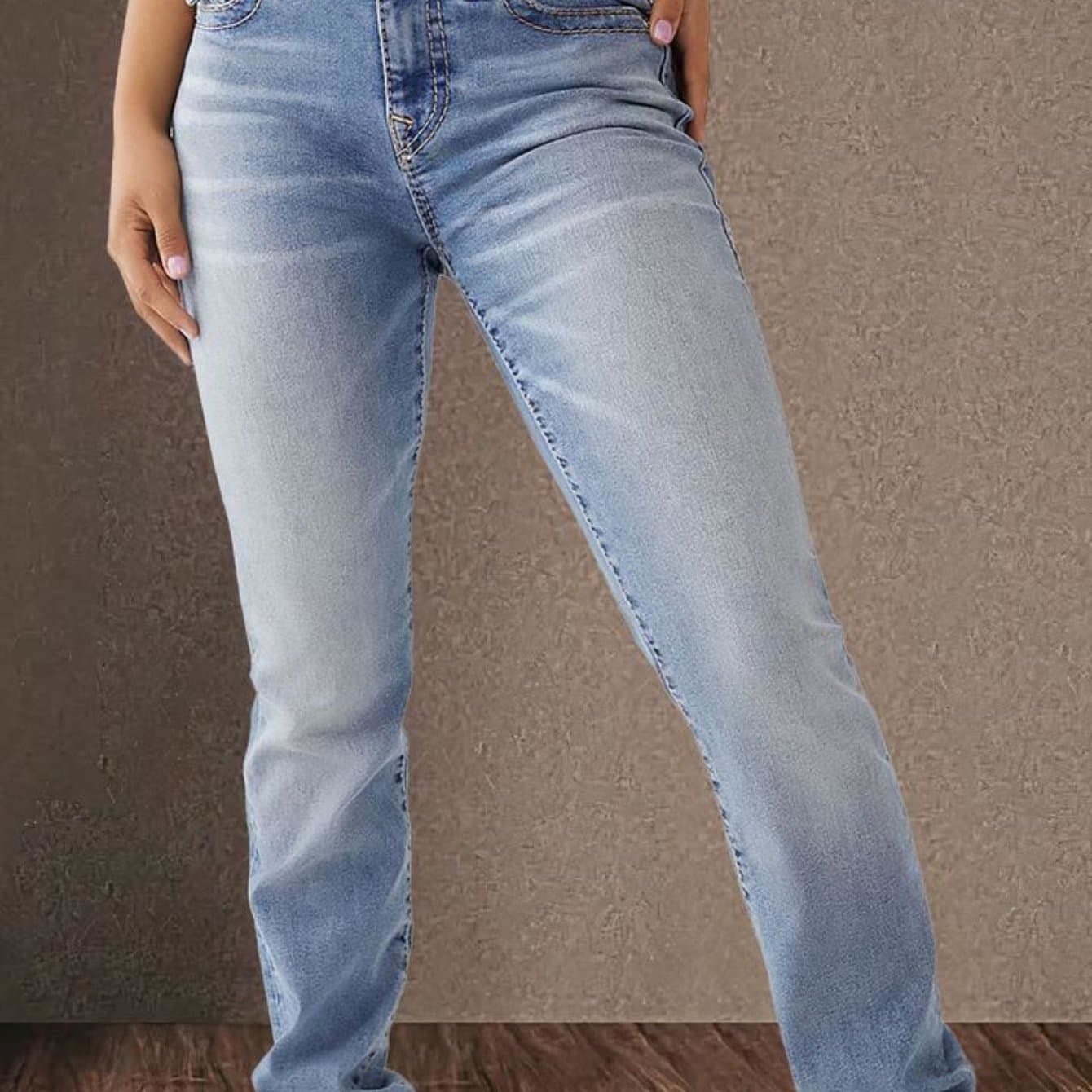 TEMU 2025 New Double Button Women's Slim-fit Temperament Mid-rise Straight Jeans