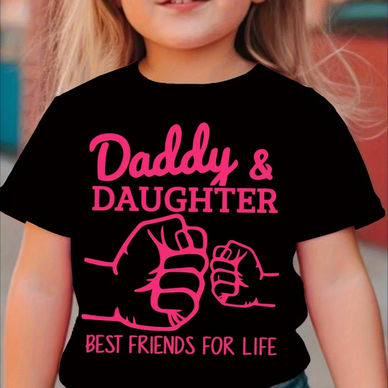 TEMU & Fists Print Graphic Tee For Girls - Soft 100% Cotton T-shirt