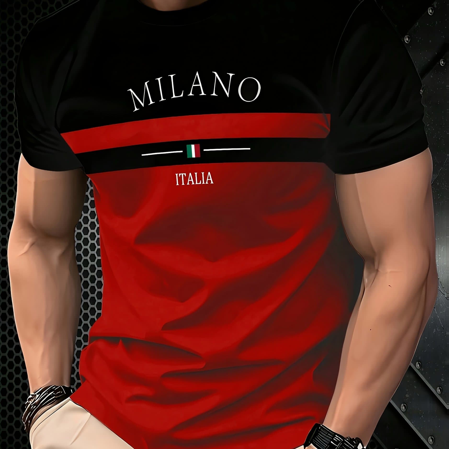 TEMU Fashionable -style Short-sleeved T-shirt - And , Round-neck T-shirt With "" Print, Highlighting Fashionable Style, Summer Men's T-shirt