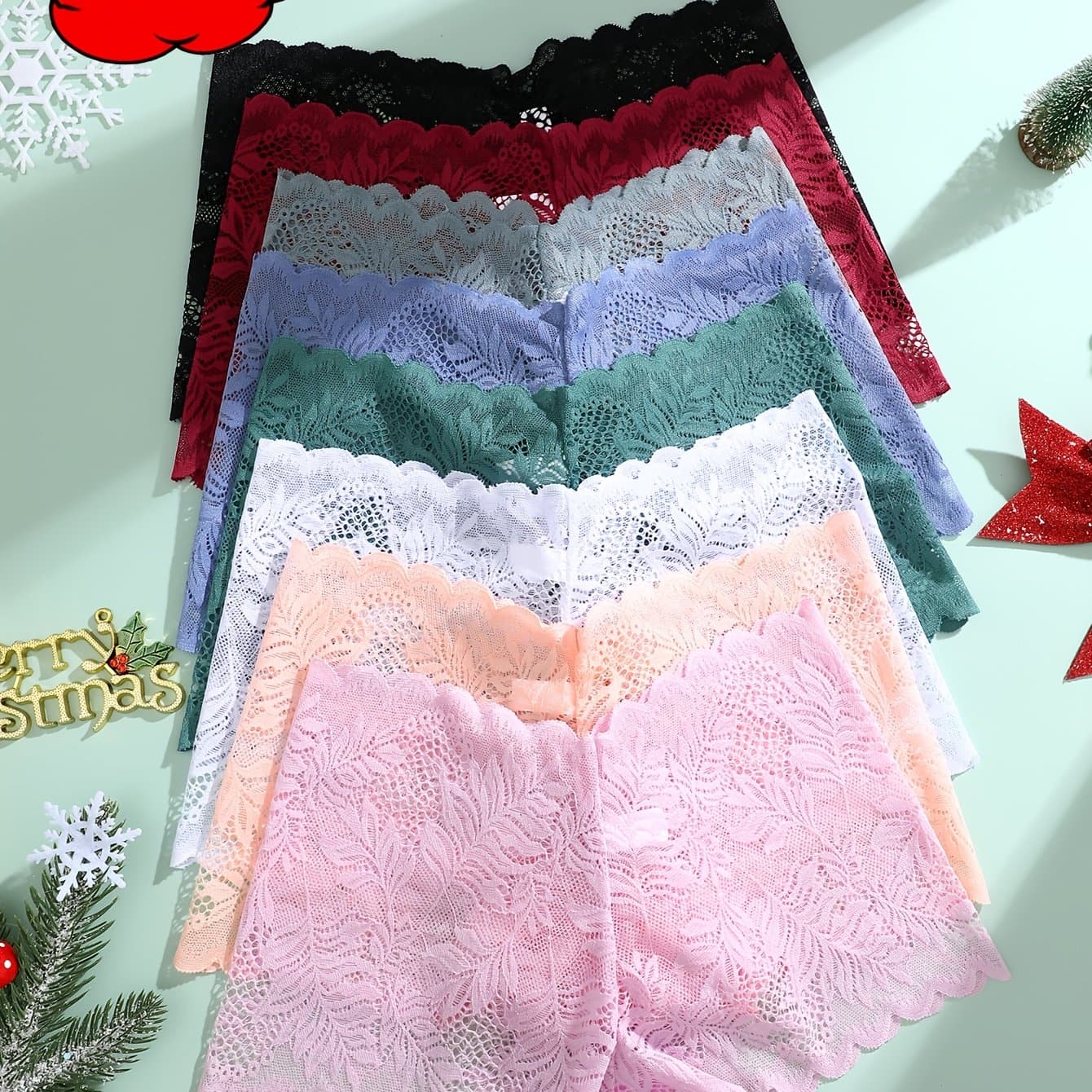 TEMU 8pcs Set Of Full Lace 4 Pants, Lace Flower Printed Underwear, Sexy, Fashionable, Elegant, Breathable And Underwear, Suitable For Daily Commuting, Women's Underwear And Underwear
