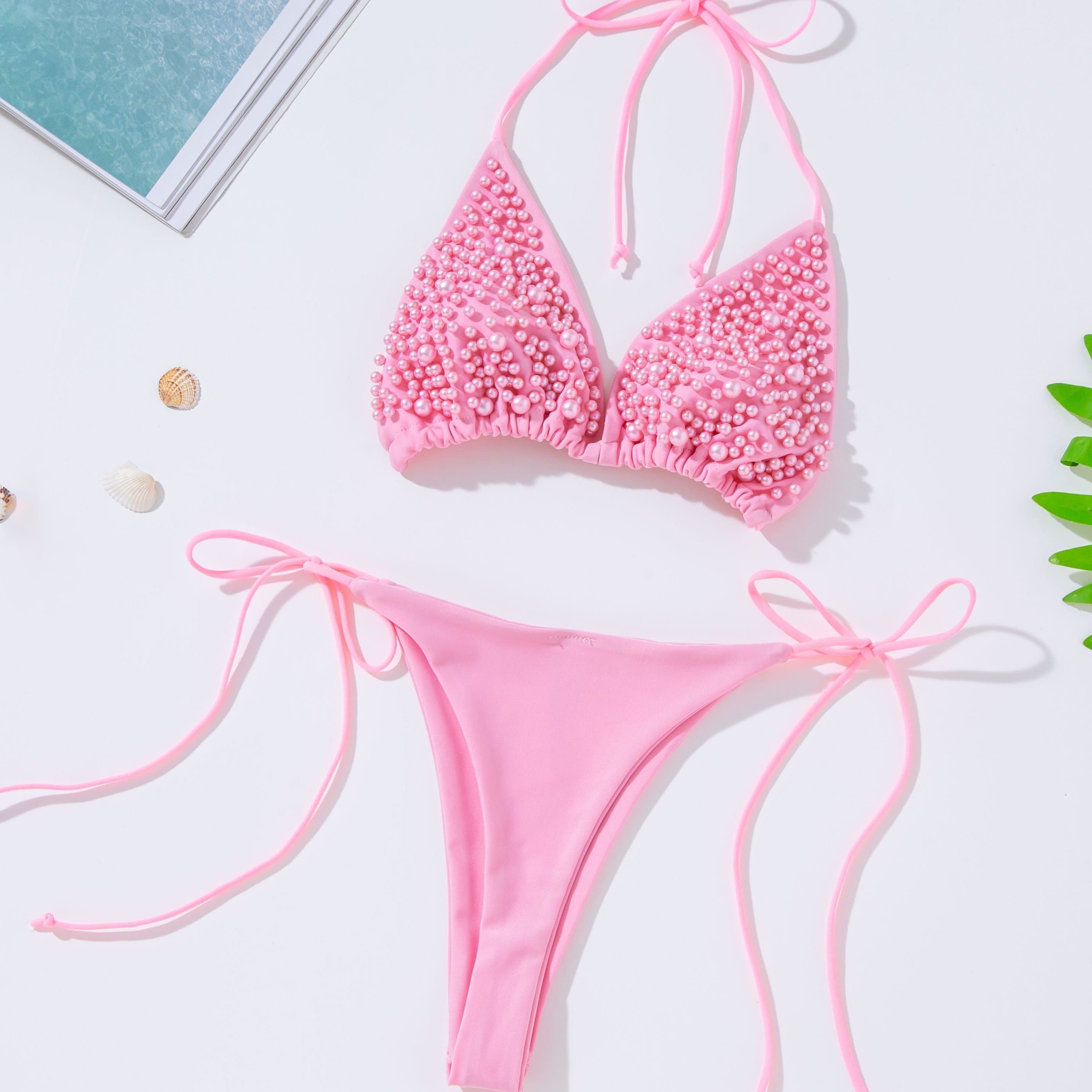 TEMU Sexy Pearl Split Bikini Set