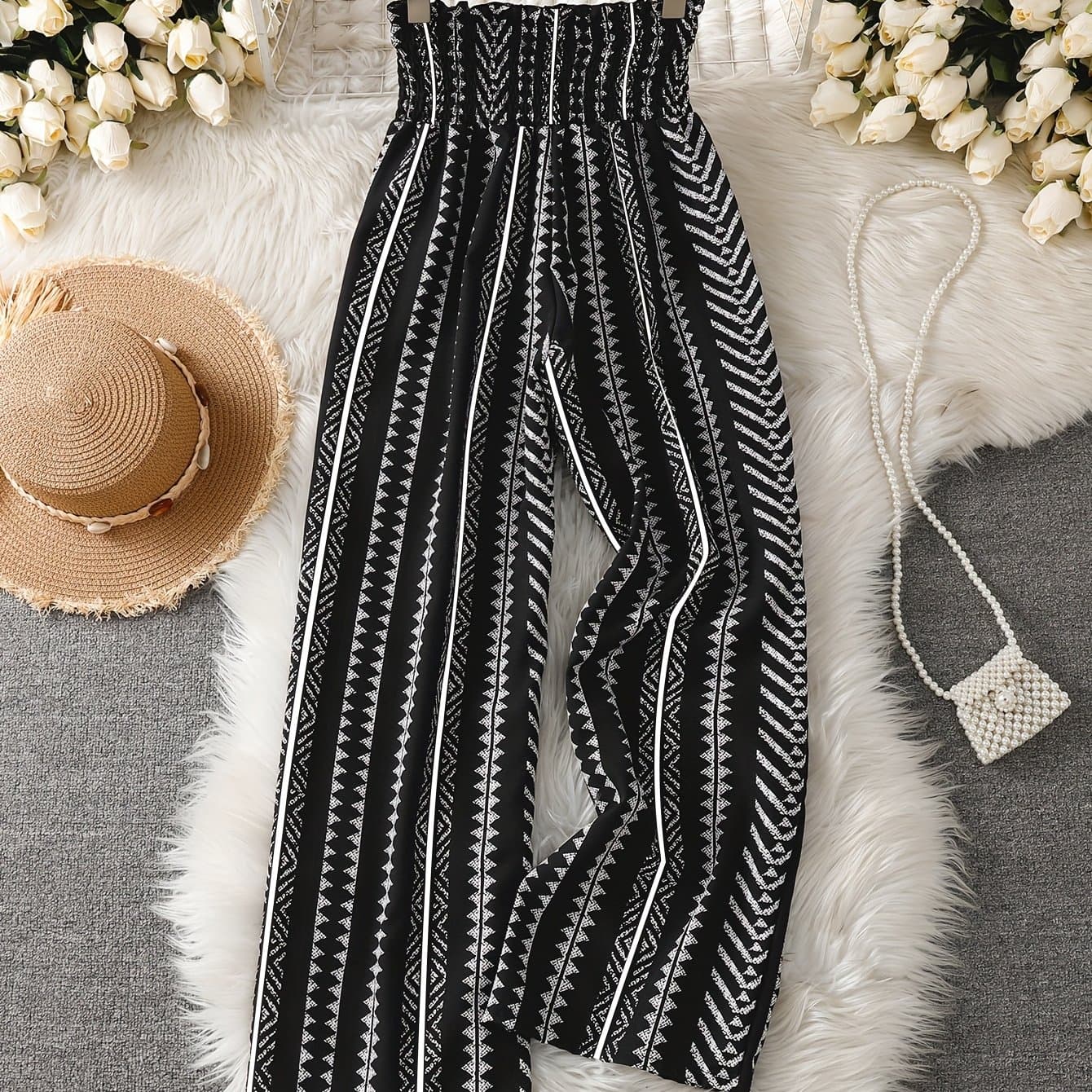 TEMU 863# Drawstring Waist Wide-leg Pants