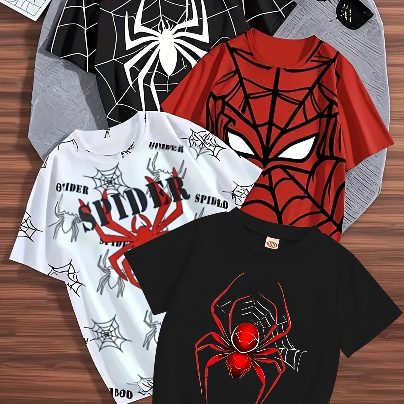 TEMU Random 1pc , Boys' Short Sleeve T-shirt Trendy Individual Cartoon Pattern Print Short Sleeve T-shirt Casual Comfortable Kids' Outerwear Short Sleeve Clothing