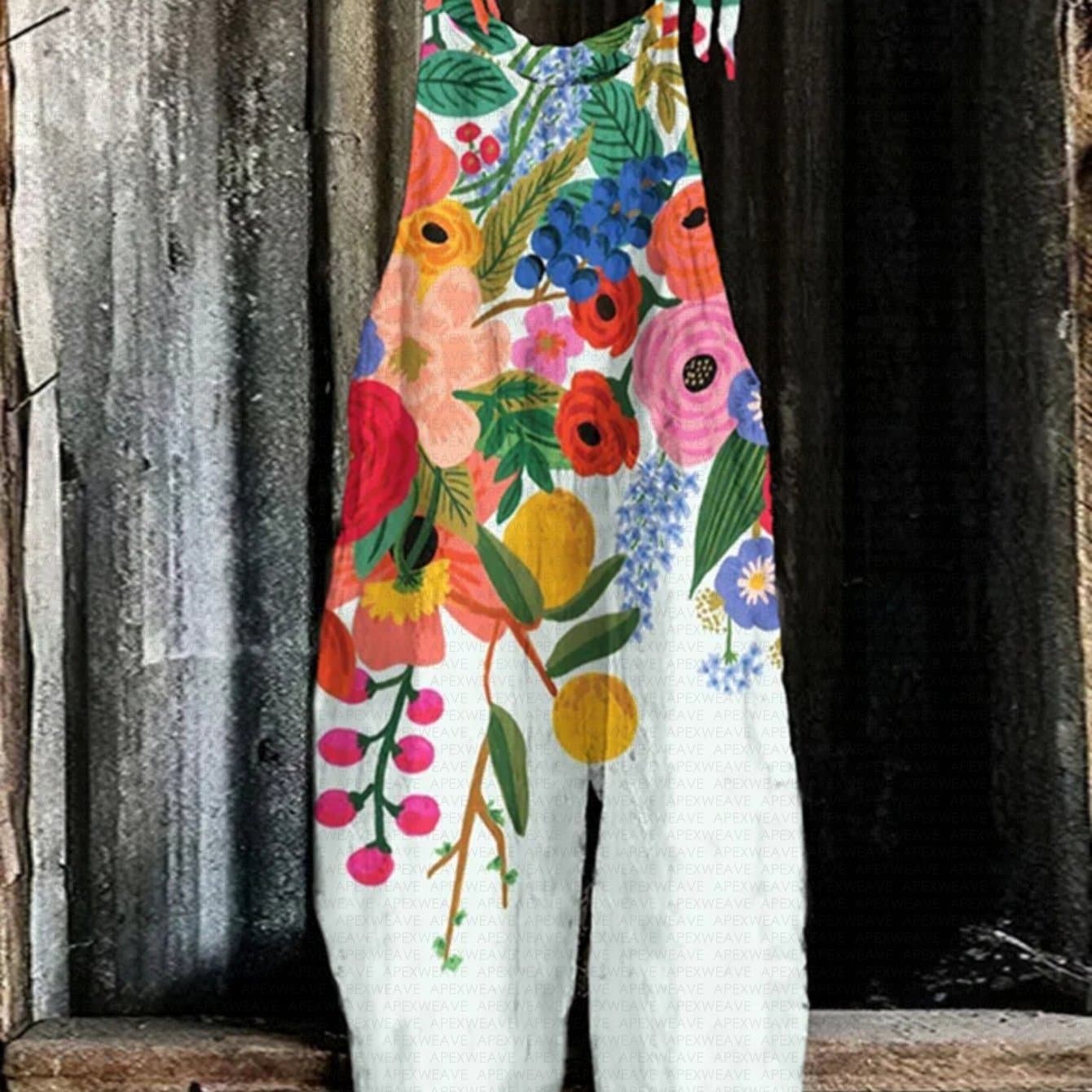 TEMU Women's Overalls With Colorful Floral Jumpsuit