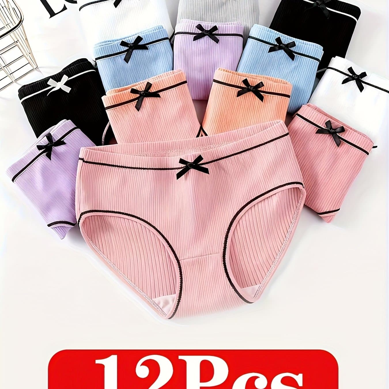 TEMU Random 12 Pairs Of ' Leggings, Skin-friendly, Comfortable And Breathable Bow Striped Leggings