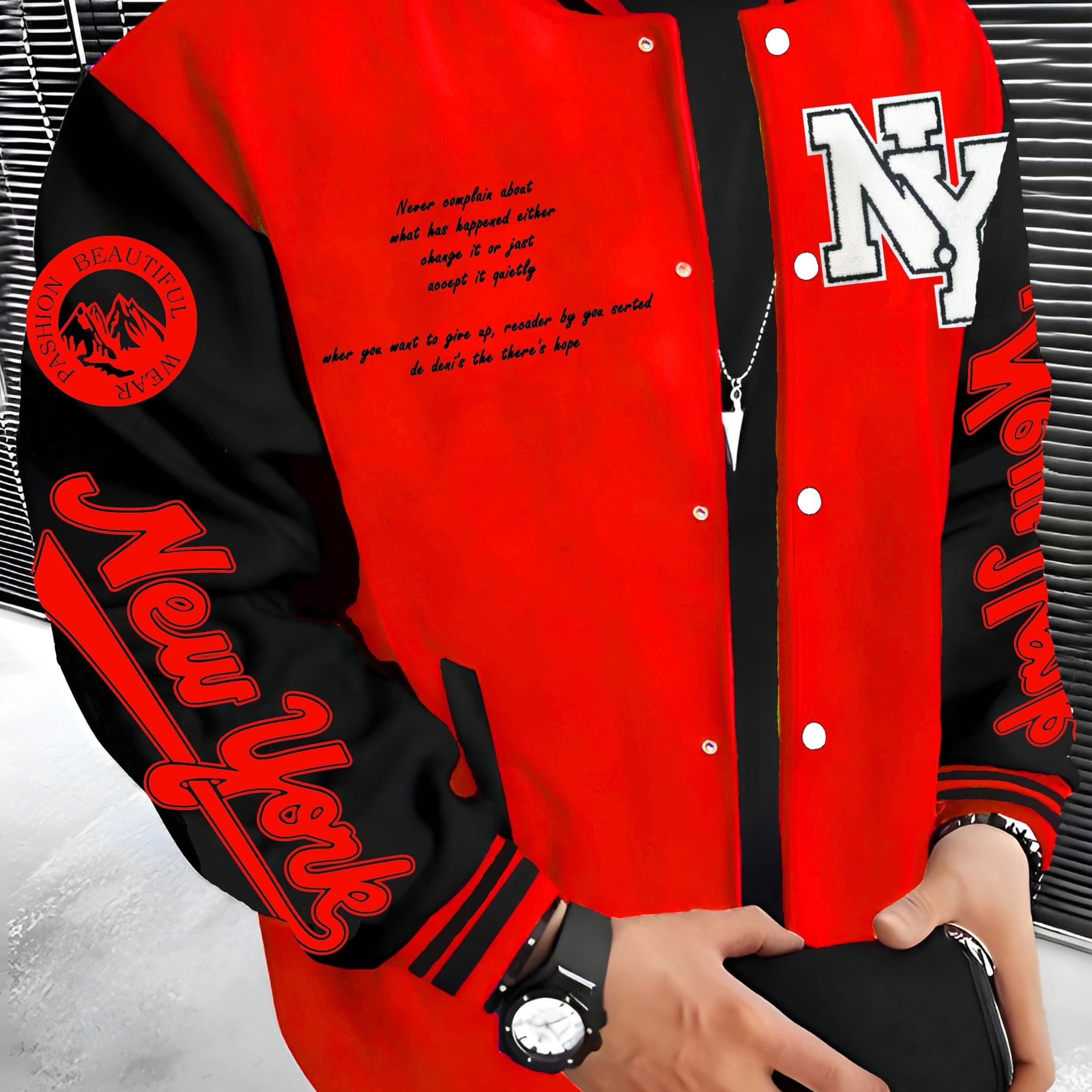 TEMU Spring Autumn Winter Name New Series Jacket Lightweight Warm Fleece Baseball Uniform Trendy Brand Jacket Hip-hop Rock Clothing Preppy Casual Fashion Men's Jacket