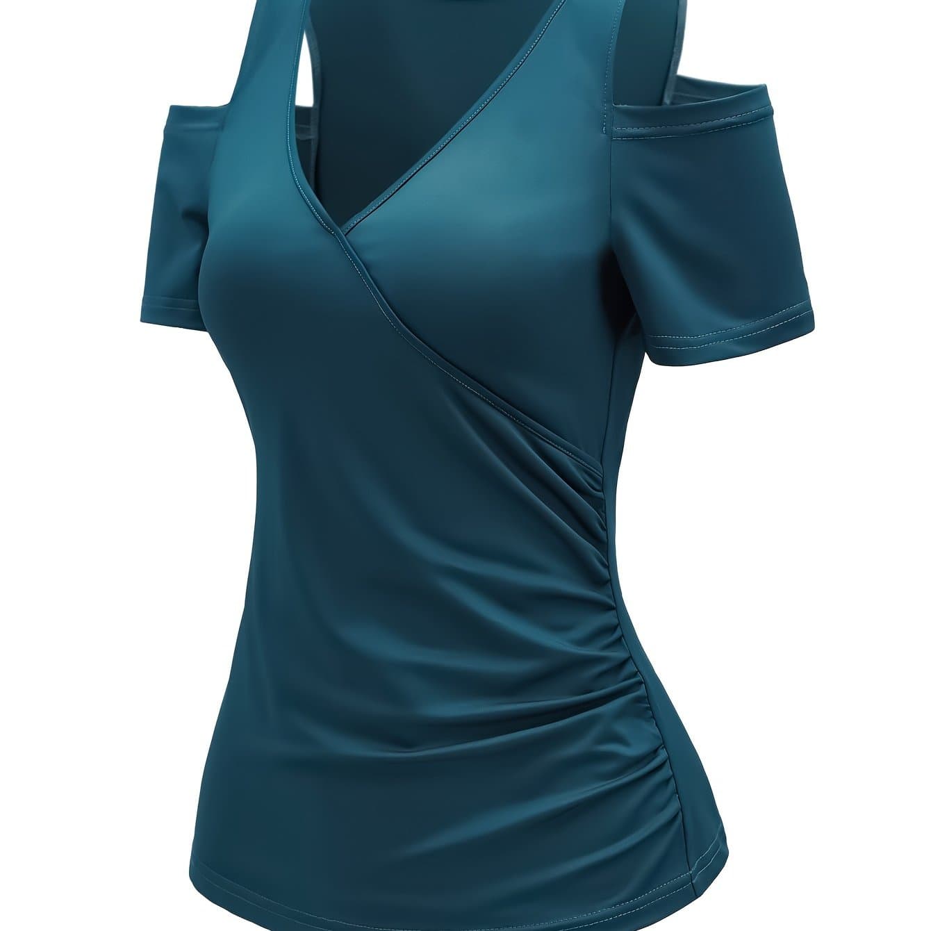 TEMU Off-the-shoulder Ruched Short Sleeve T-shirt