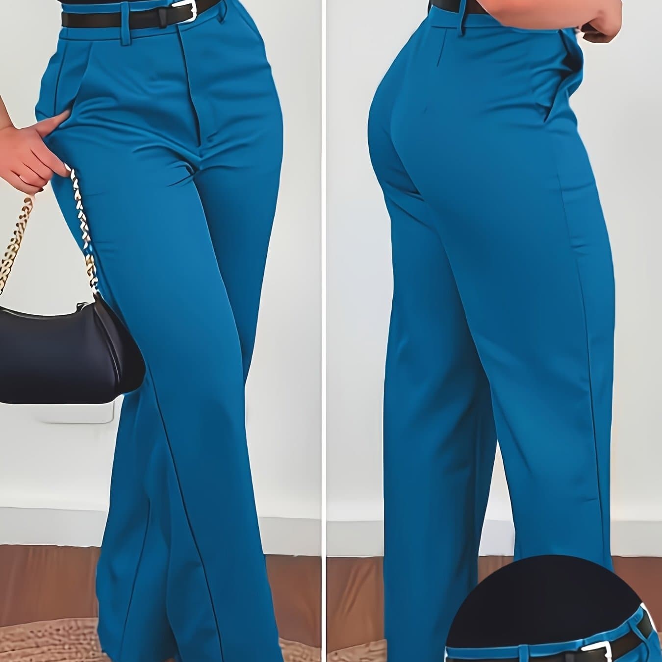 TEMU Women's Fashion Solid Color Elegant Trousers, Style, Machine Washable, Suitable For Office And Casual Wear