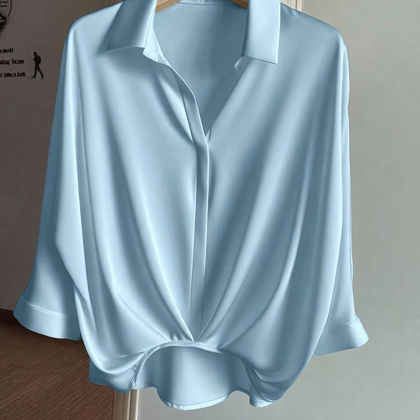 TEMU Women' Irregular Style Three-quarter Sleeve Casual Shirt