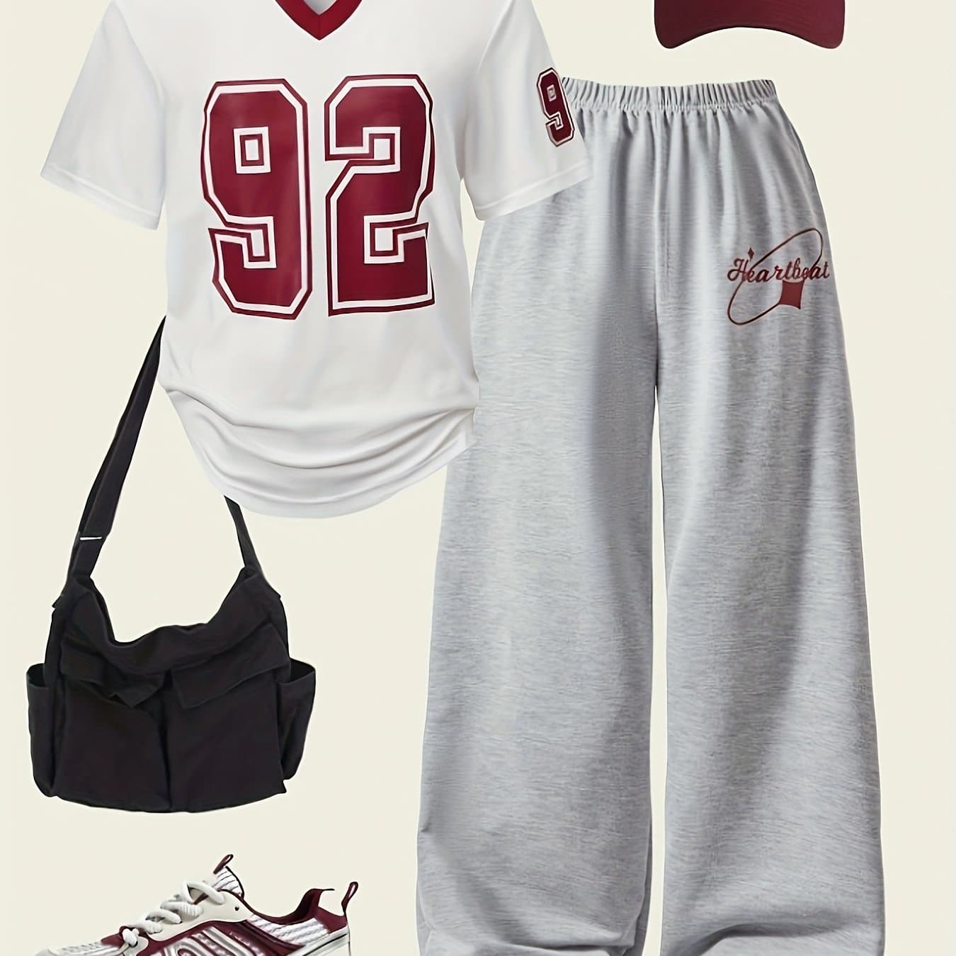 TEMU Targeted Women's Fashion T-shirt And Pants Set (hat, Bag, And Shoes Not Included)
