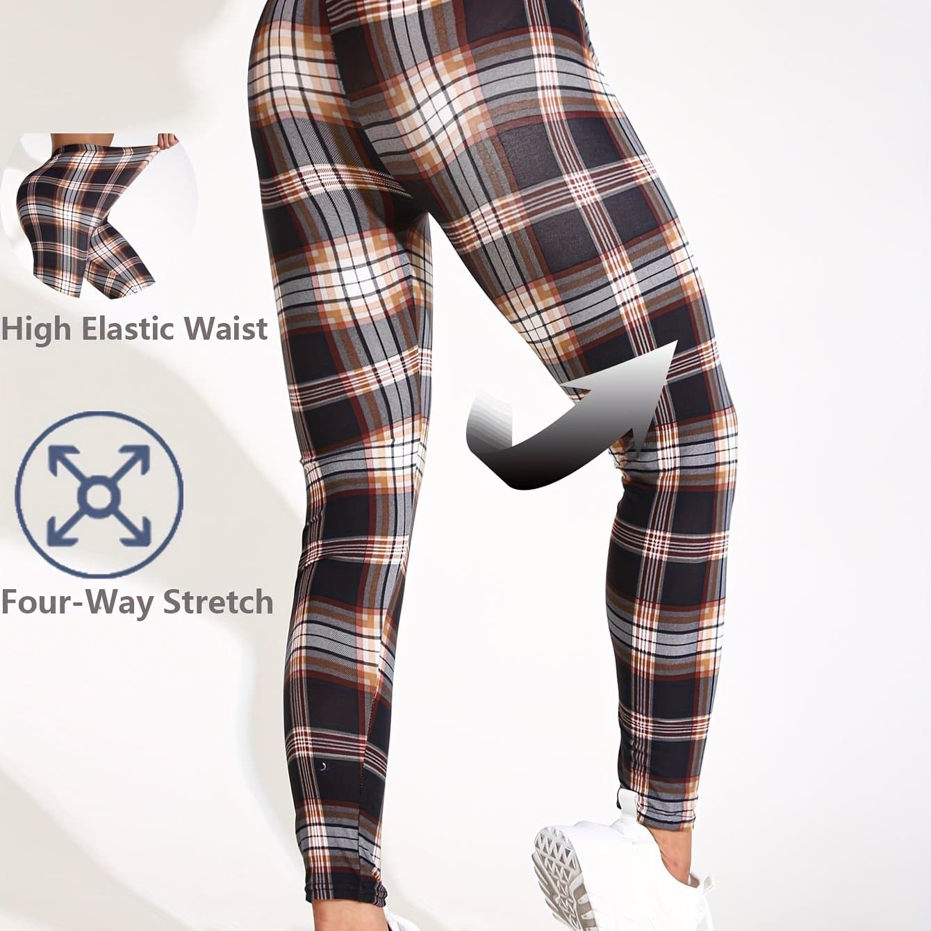 TEMU Elegant Yoga Leggings For Women - High-waist, Stretchy & -lifting Activewear Pants For Gym, Running & Outdoor Activities, For Autumn, Spring
