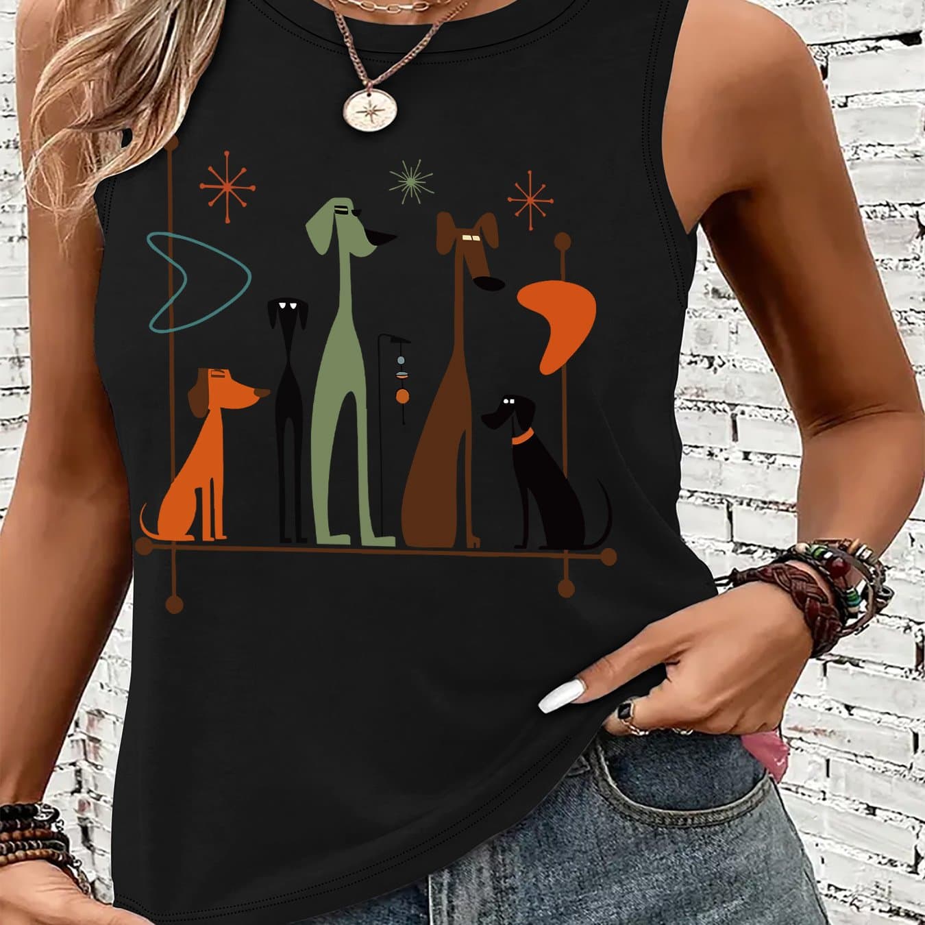 TEMU Graphic Print Tank Top, Sleeveless Casual Top For Summer And Spring, Women's Clothing thumbnail 4