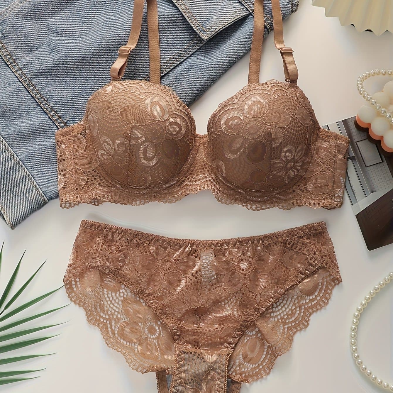 TEMU 1 Set # Ultra-thin Underwire Adjustable Shaping Bra For Side Support, Anti-sagging, Gathering, Lace, Thin Style