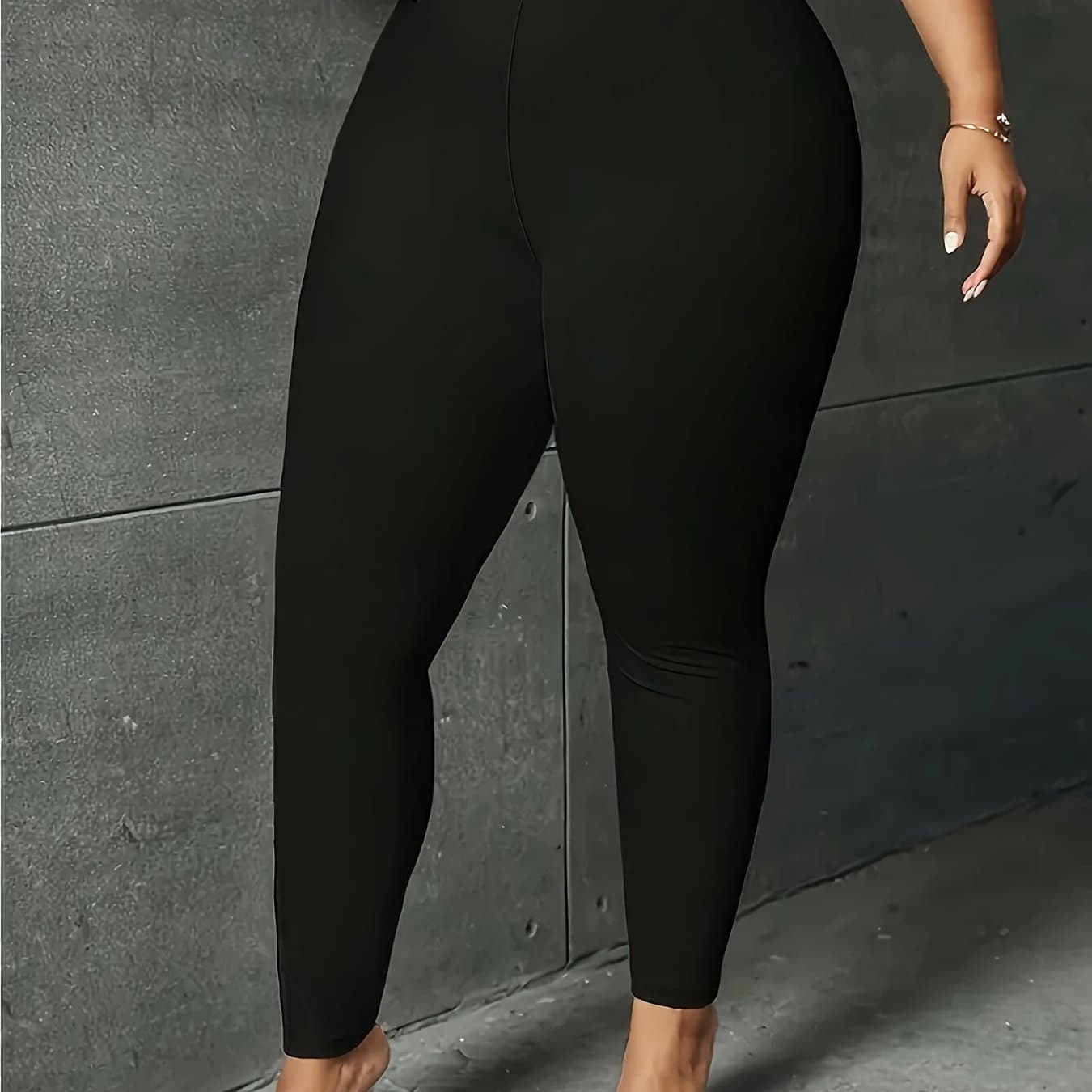 TEMU Plus Size, Plus Size Solid Fitted Stretch Pants
