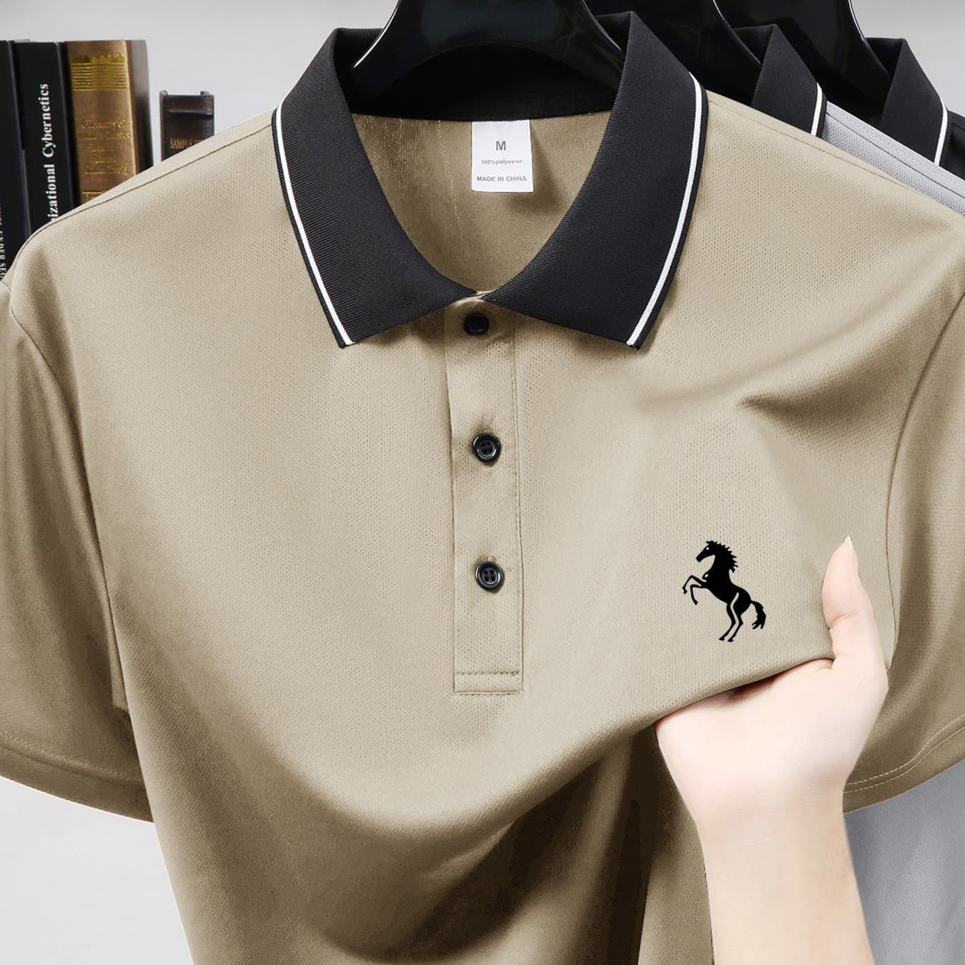 TEMU Casual Men's Collared Short Sleeve Shirt With Embroidered Design