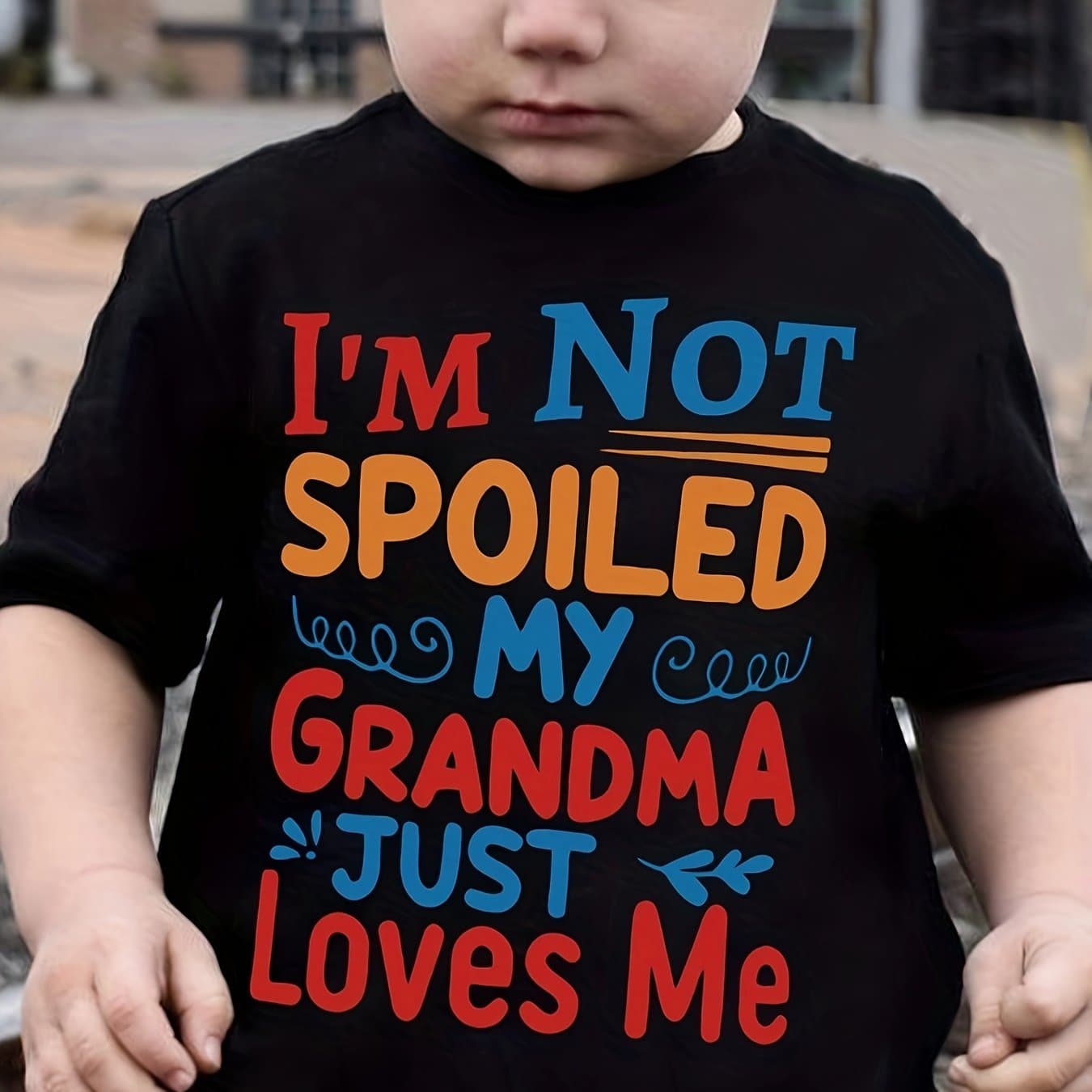 TEMU T-shirt, I'm Notspoiled My Grandma Just Print, Comfortable And Casual Round Neck, Short Sleeved