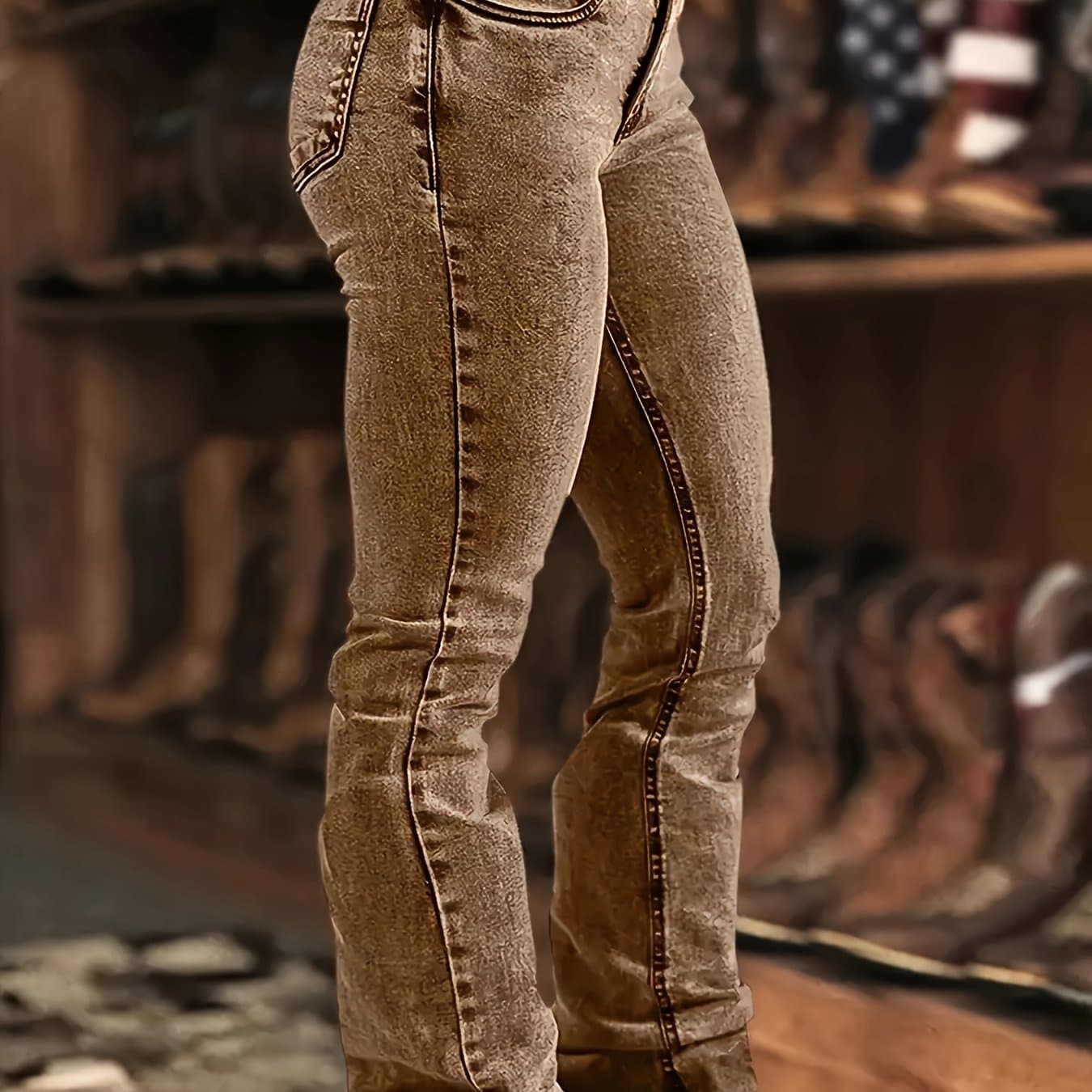 TEMU Women's Slim- Red Jeans, Slightly Flared Version, Mid-rise Stretch Design.