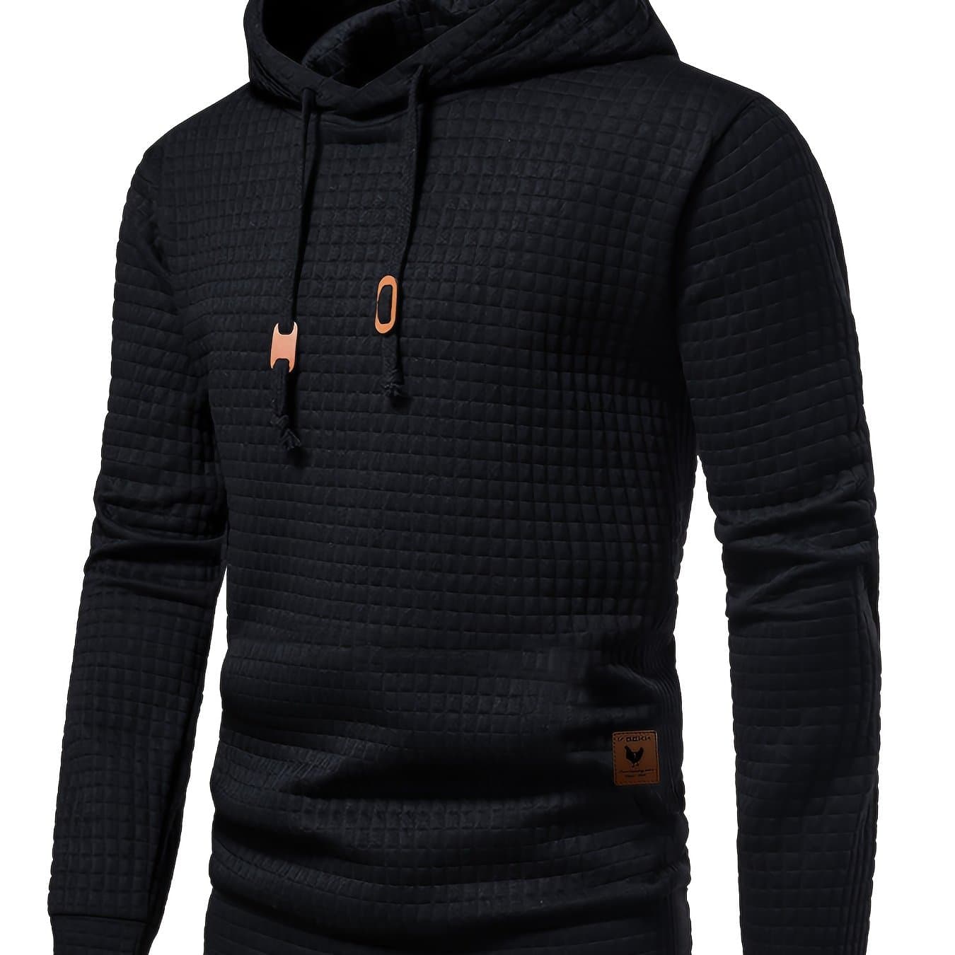 TEMU Waffle Pattern Solid Hoodie, Cool Hoodies For Men, Men's Casual Pullover Hooded Sweatshirt With Kangaroo Pocket Streetwear For Winter Fall, As Gifts
