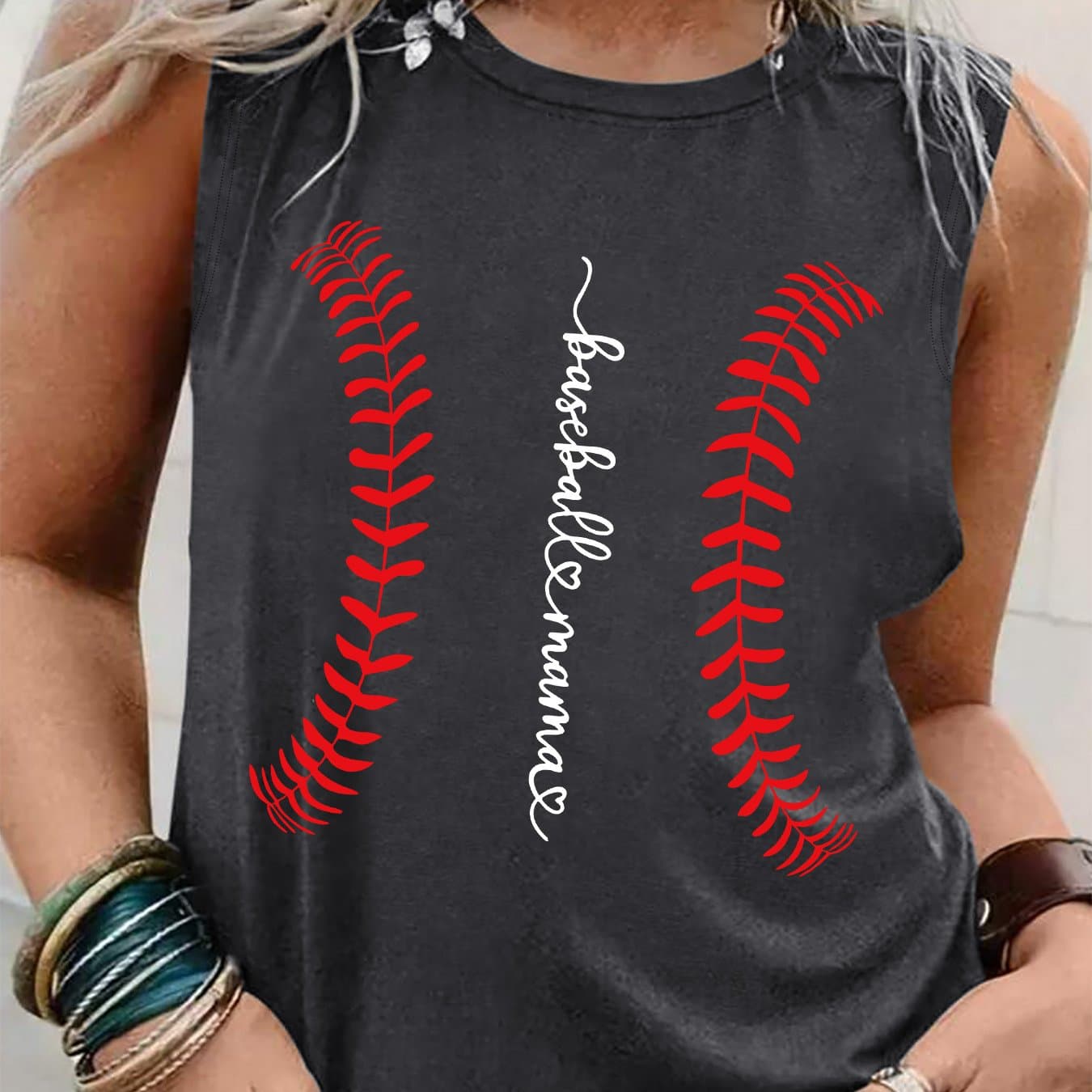 TEMU Graphic Print Tank Top, Sleeveless Casual Top For Summer & Spring, Women's Clothing