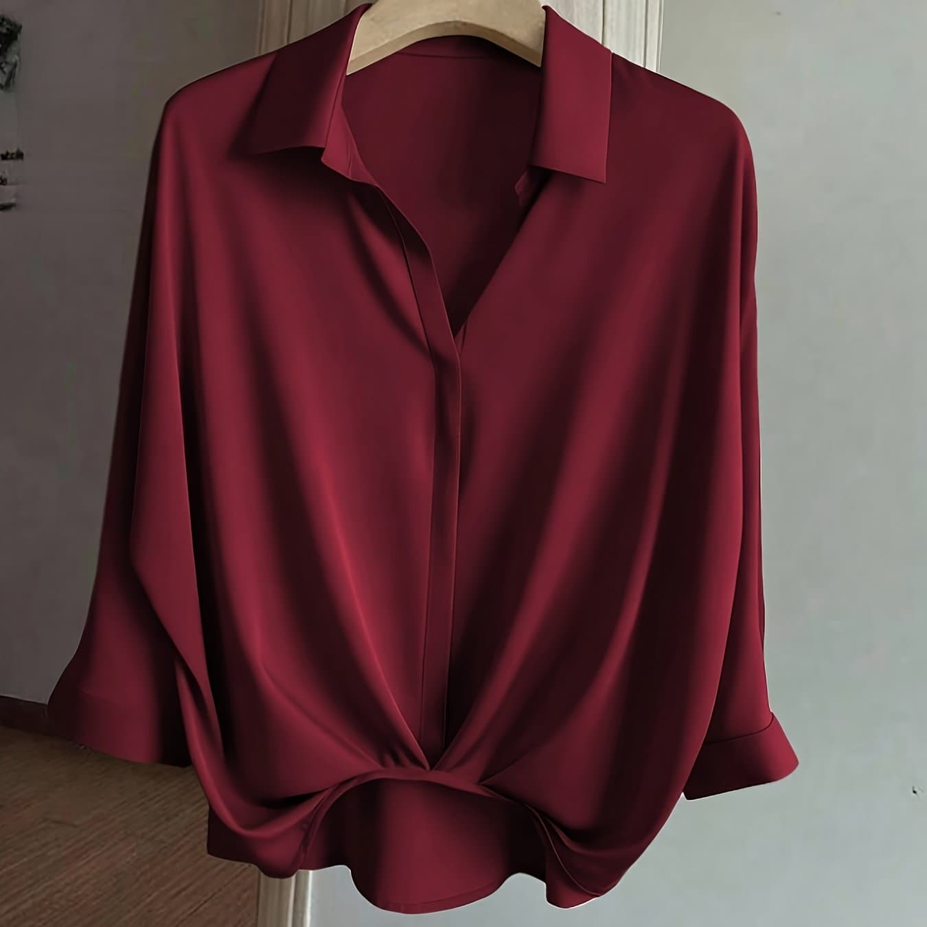 TEMU Women' Irregular Style Three-quarter Sleeve Casual Shirt