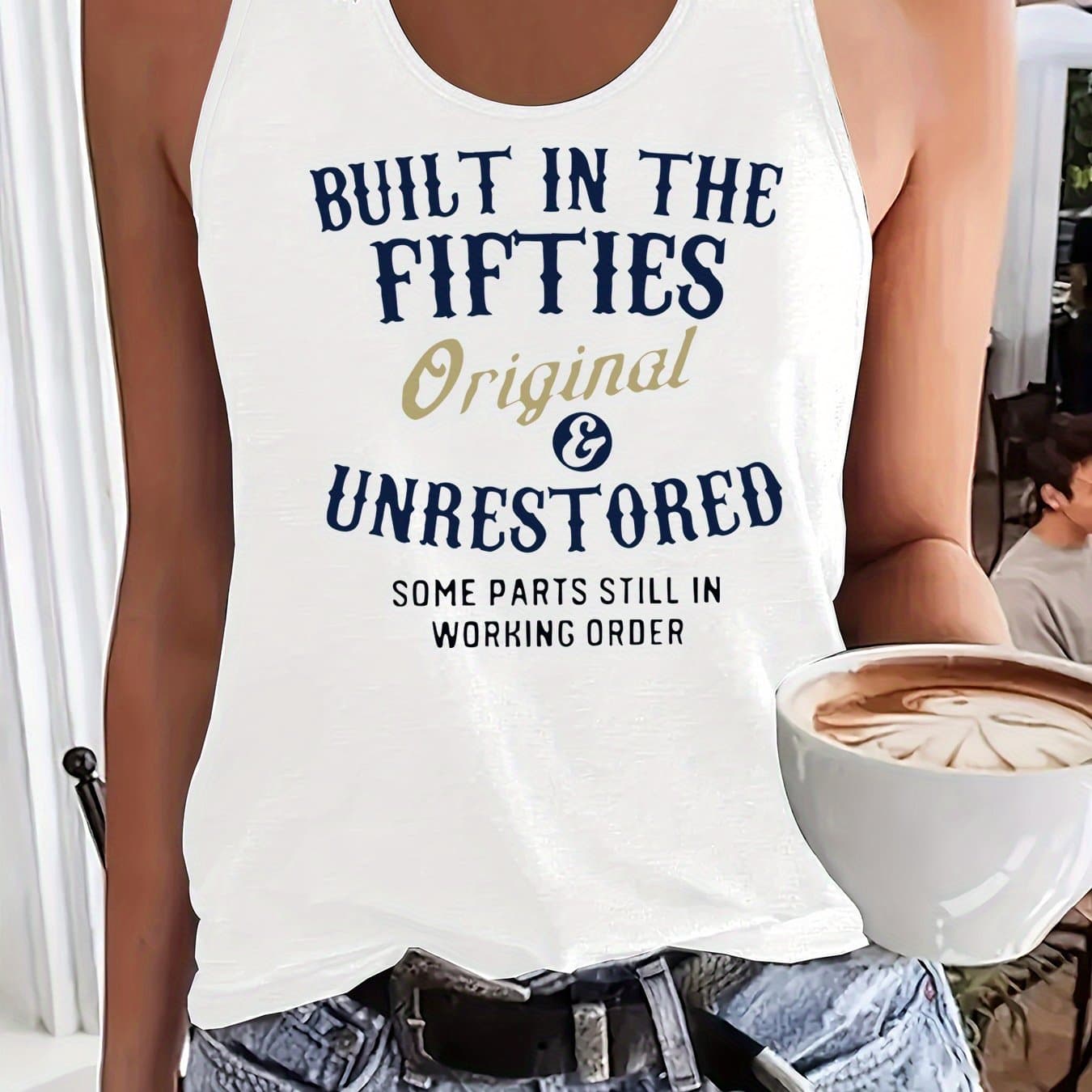 TEMU Graphic Print Tank Top, Sleeveless Casual Top For Summer And Spring, Women's Clothing