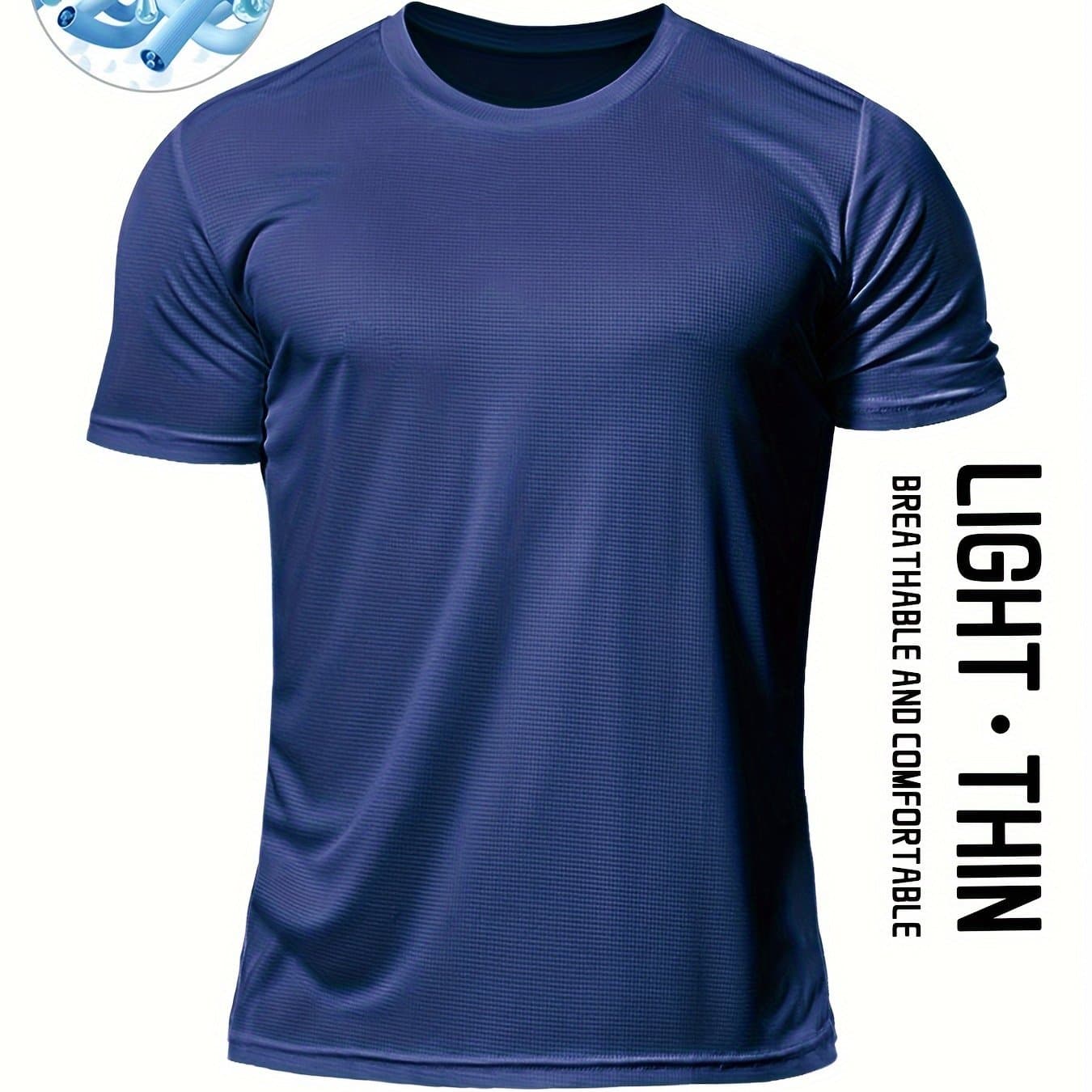 TEMU Middle East Men's Quick-dry Breathable Sports T-shirt For Fitness, Running, Fashion, Casual Wear, Short Sleeve, Ultra-lightweight, Moisture-wicking