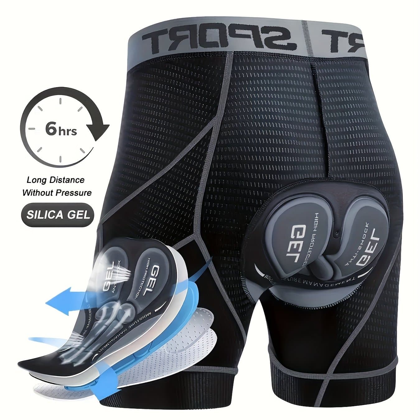 TEMU Men's 5d Mesh Riding Shorts Casual Elastic Breathable Letter Elastic Waist Shorts Summer Outdoor Cycling Mountain Bike