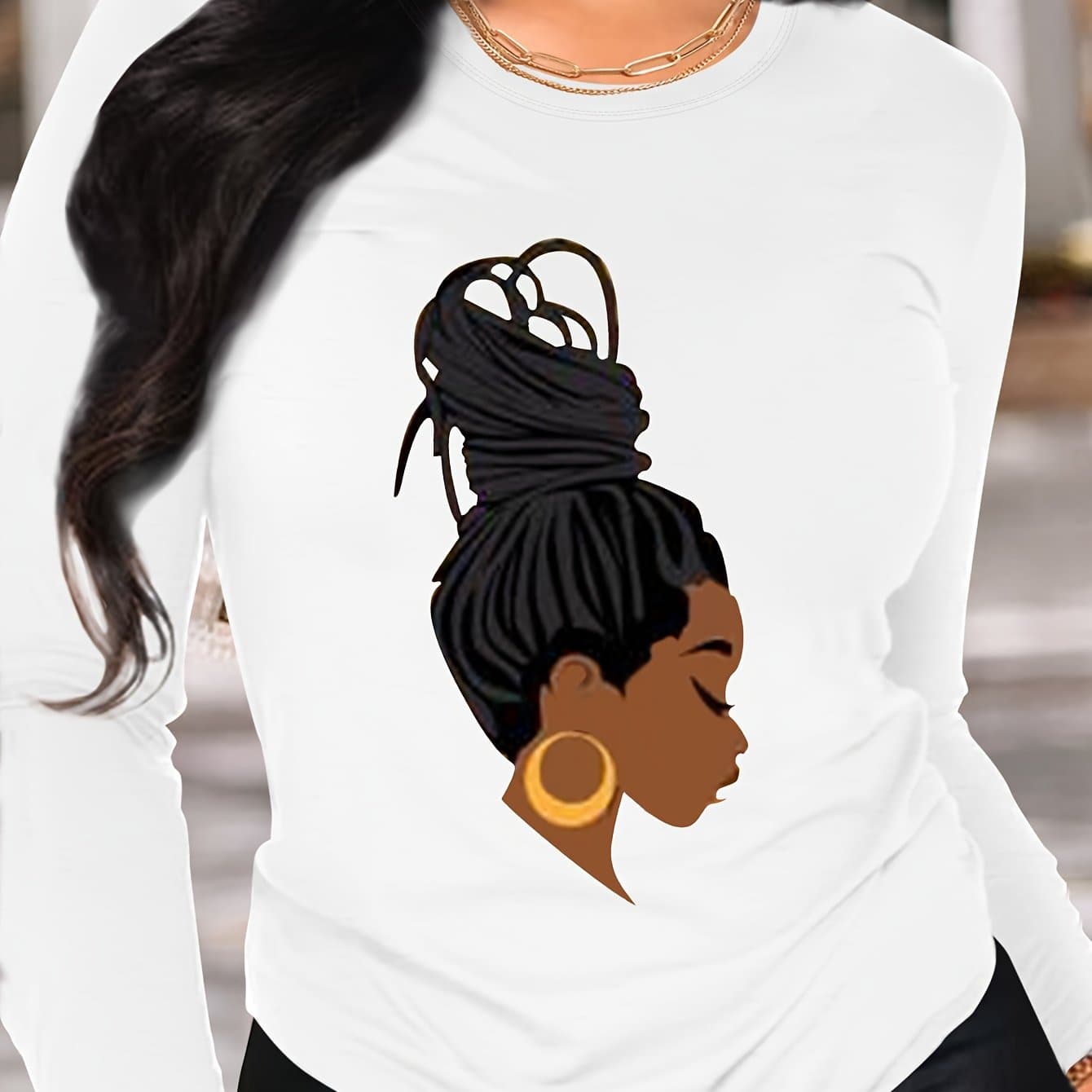 TEMU Graphic Print T-shirt, Long Sleeve Crew Neck Casual Top For Spring And Fall, Women's Clothing thumbnail 2