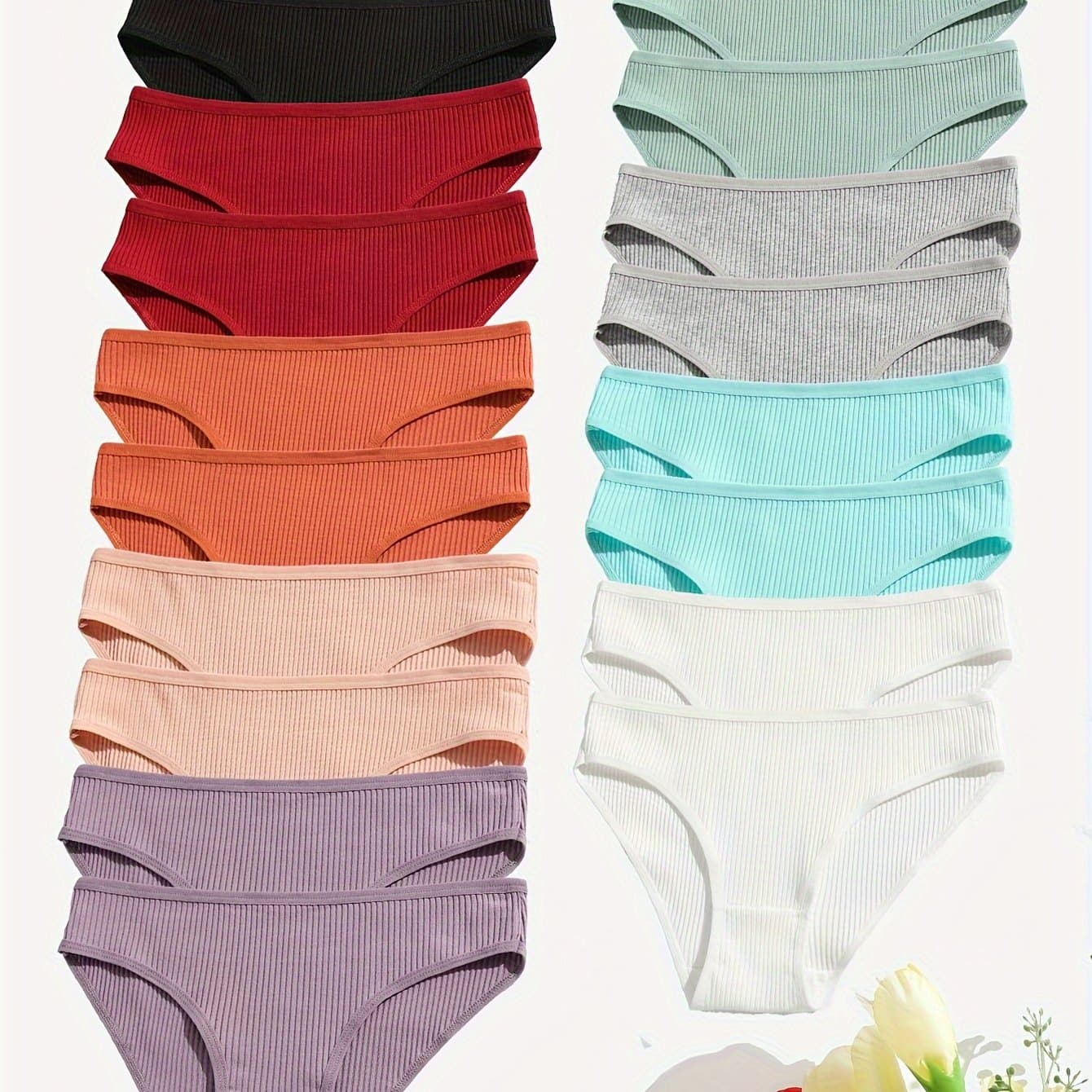 TEMU 18pcs Women's Underwear - Solid Color Briefs (no Sheer/) - 18 Color Assortment (black, Navy, Red, Grey, Beige, White,, Mint, Pink, Lavender, Peach, Salmon,) - Waistband Low-rise Panties