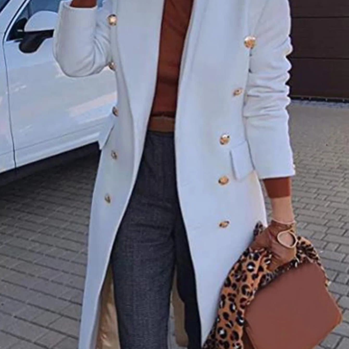 TEMU 2025 Autumn And Winter New Long Sleeved Medium Long Coat Women' Breasted Fashionable Commuting Temperament Jacket