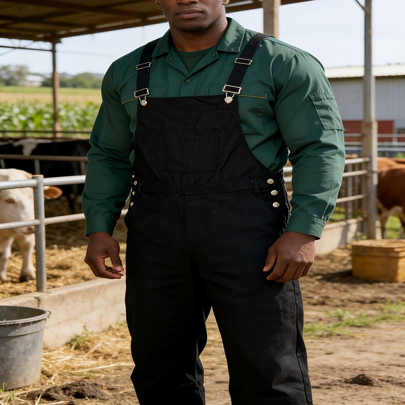 TEMU Plus-size Men's Loose-fitting Overalls, Suitable For Plus-size Men. Adjustable Straps, Fabric, Suitable For Work And Outdoor Wear., Plus Size