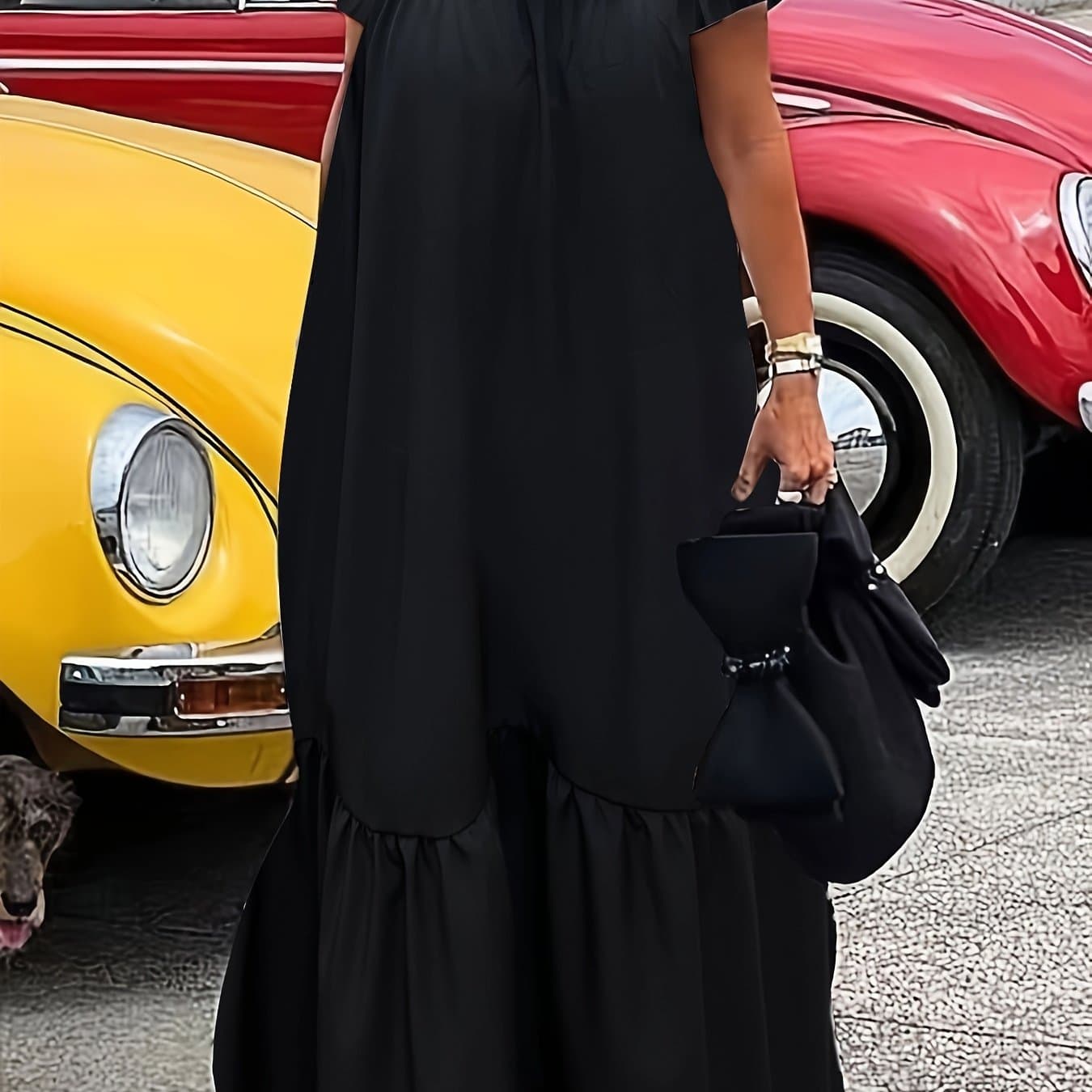 TEMU Plus Size, Off-the-shoulder Solid Color Elegant Classic Dress
