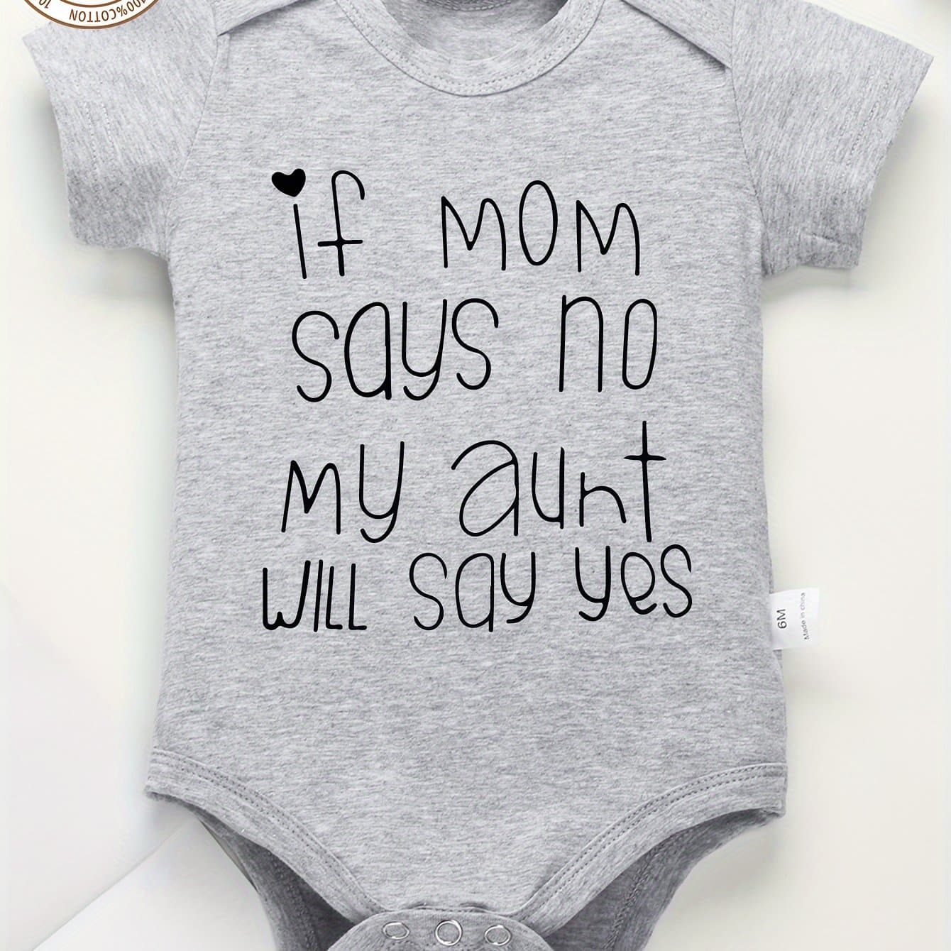 TEMU 100% Cotton Baby Onesies If Aunt Will Say Yes Letter Print Soft Casual Round Neck