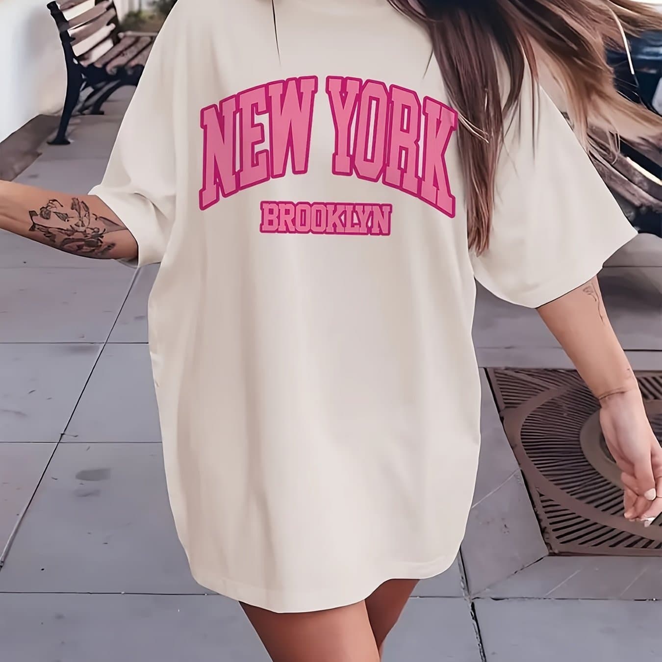 TEMU Plus Size Graphic Print T-shirt, Short Sleeve Crew Neck Casual Top For Summer And Spring, Women's Plus Size Clothing thumbnail 3