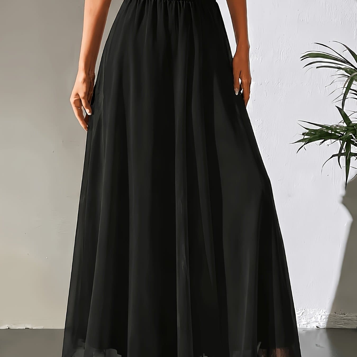 TEMU Women's Chiffon A-line Skirt, With Lining, Loose And , Casual Elastic Waist, Wear, Suitable For Daily Leisure, Commuting, Convenient And Lightweight