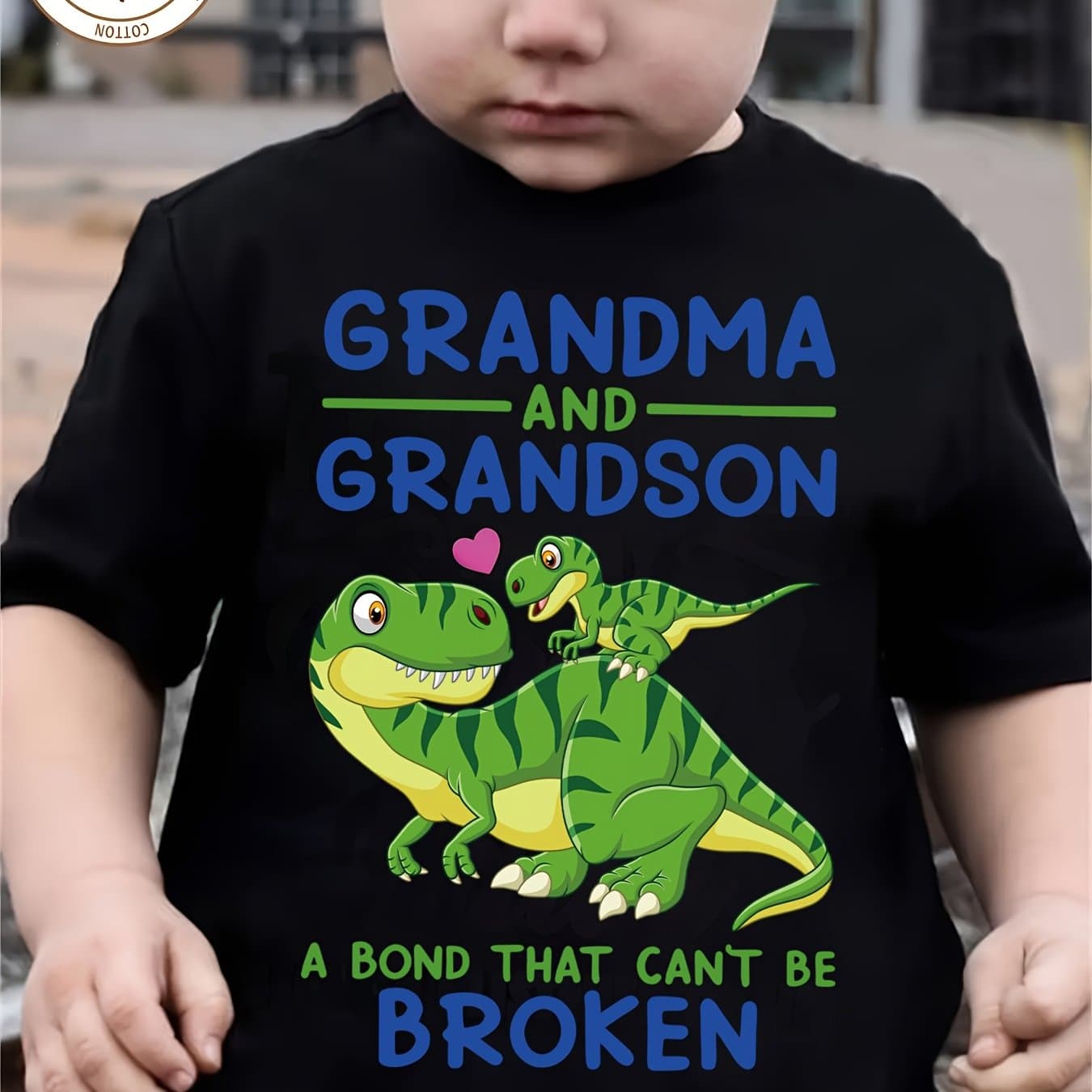 TEMU Boys Cotton T-shirt"grandma And Grandson.."print For Comfortable And Casual Round Neck Short Sleeves
