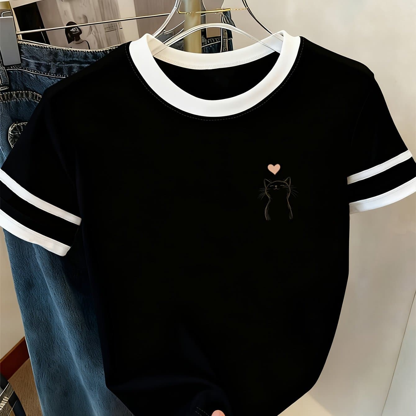 TEMU Graphic Print T-shirt, Short Sleeve Crew Neck Casual Top For Summer And Spring, Women's Clothing