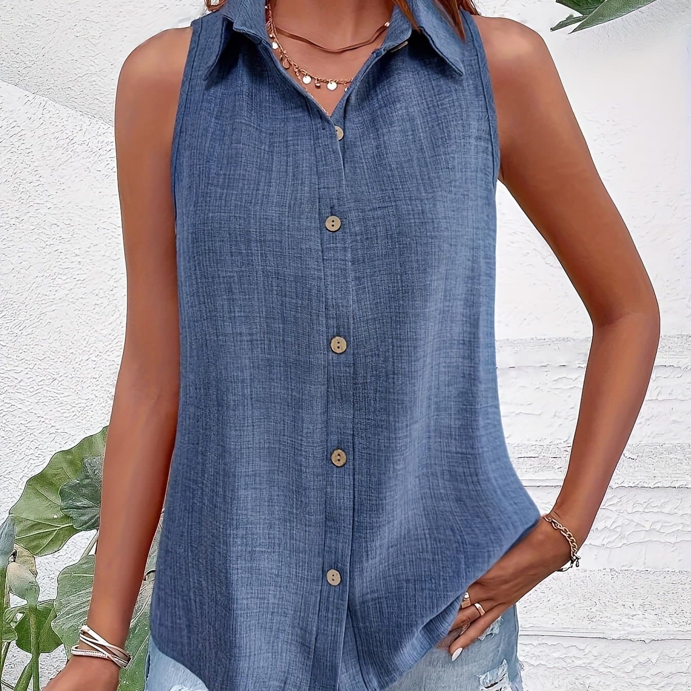 TEMU Directional New Women'-breasted Sleeveless Shirt