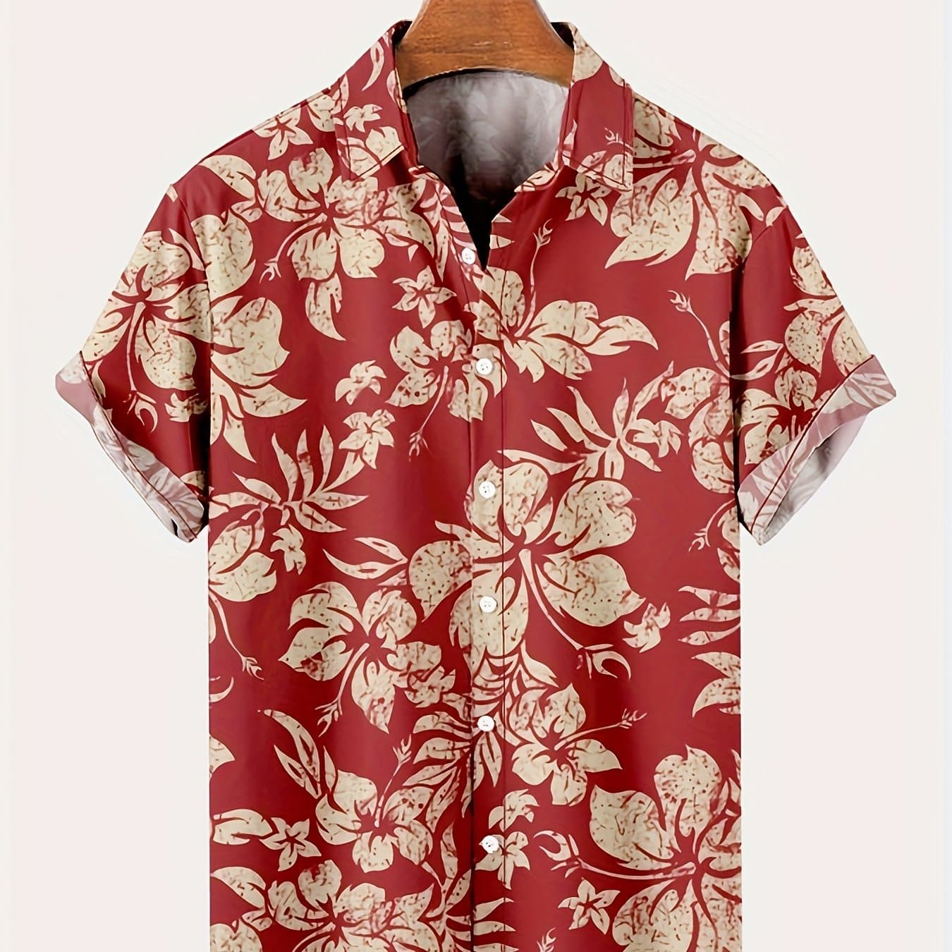TEMU Men's Slapel Shirt Hawaiian With Tropical Floral Print For Summer And Casual Wear, K-